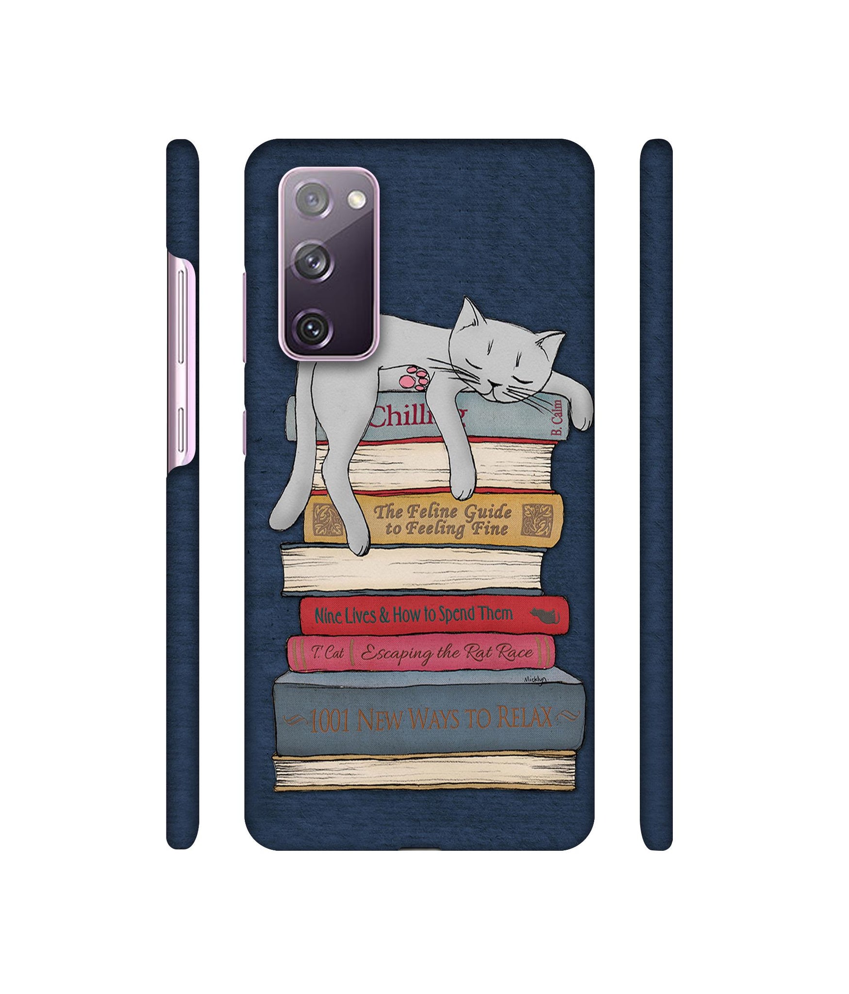 Cat Sleeping On The Books Designer Hard Back Cover for Samsung Galaxy S20 FE 5G