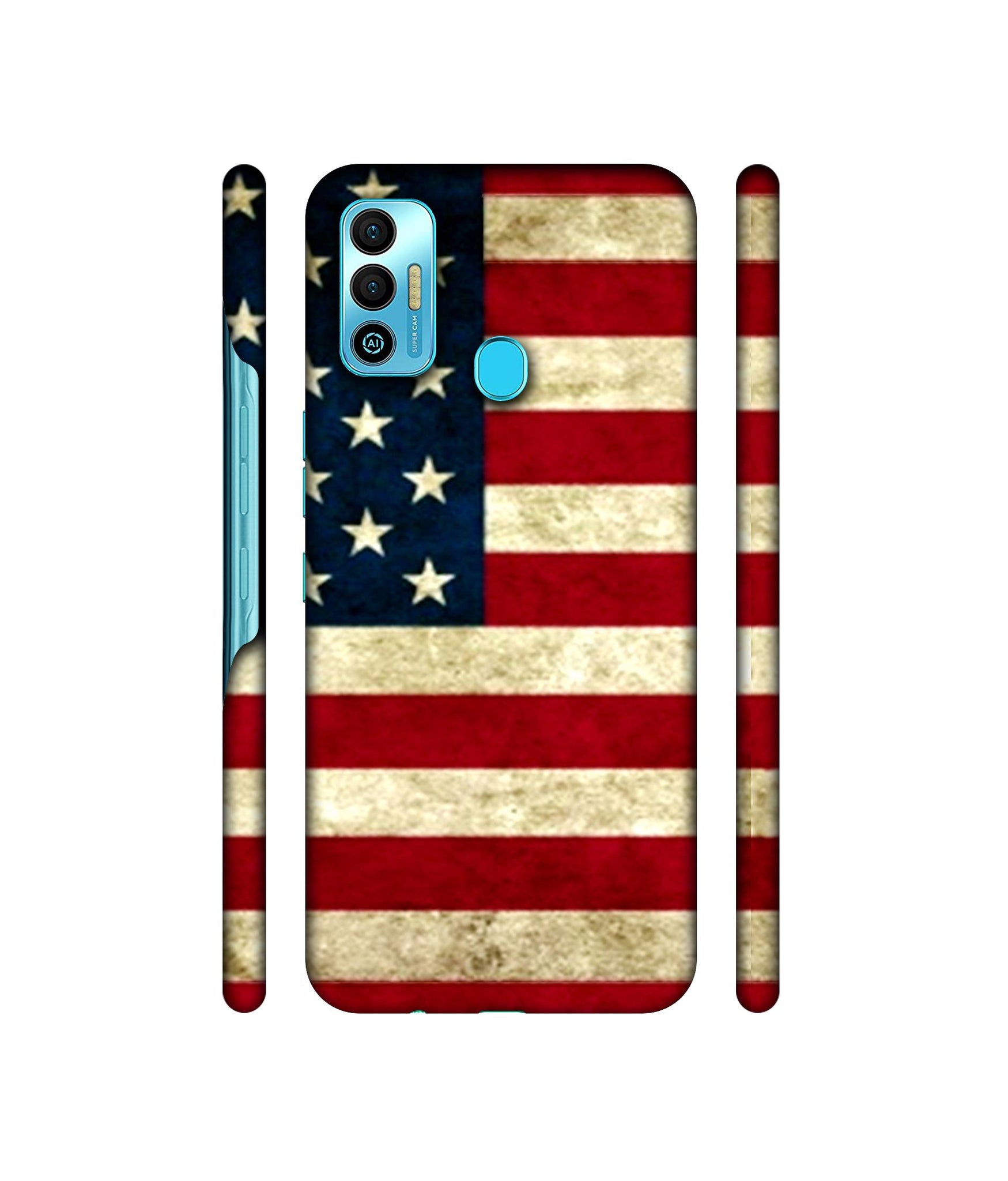 Multicoloured USA Flag Designer Hard Back Cover for Tecno Spark 7T