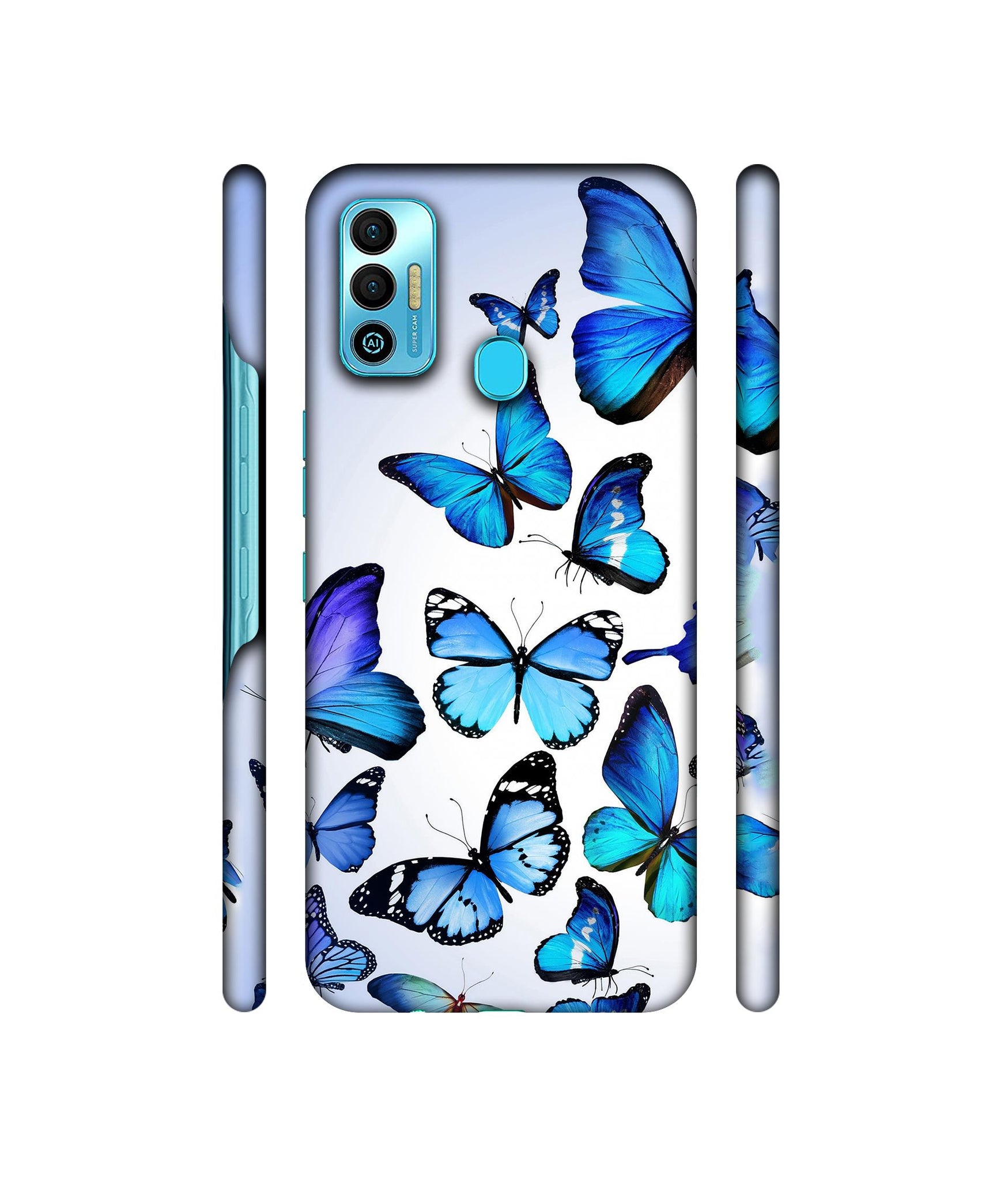 Colorful Flying Butterfly Designer Hard Back Cover for Tecno Spark 7T