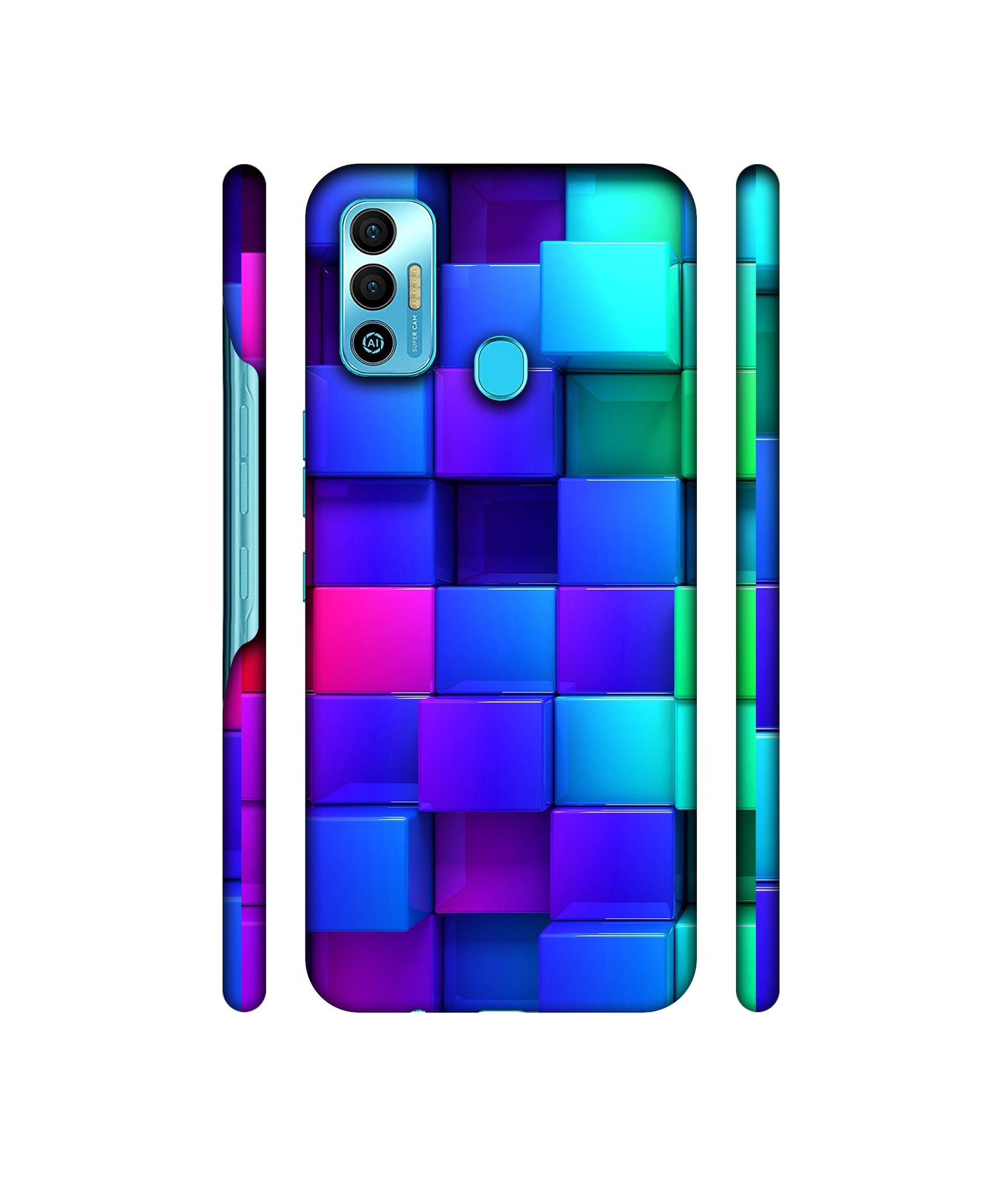 Blocks Rainbow 3D Graphics Designer Hard Back Cover for Tecno Spark 7T