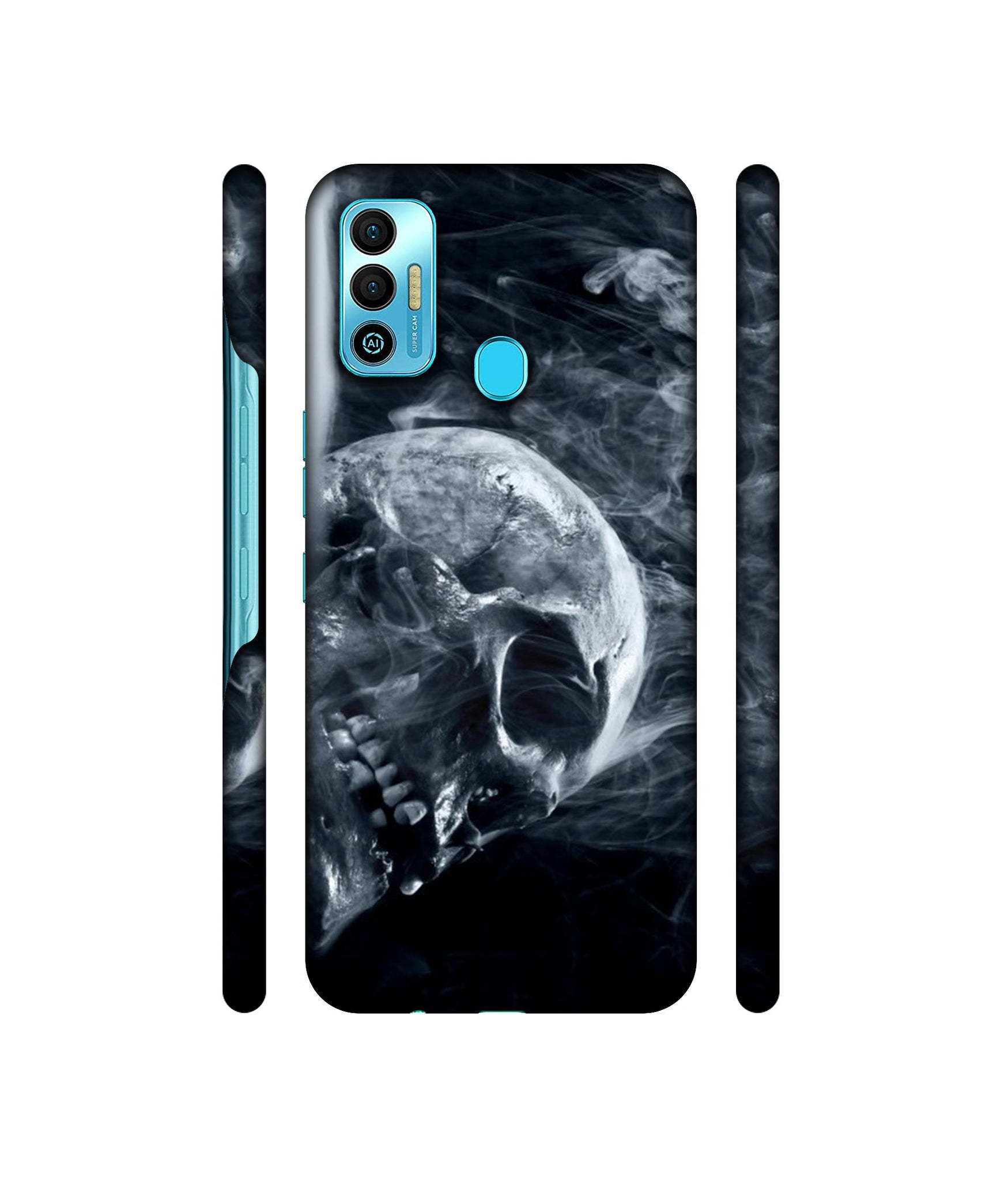 Skull Smoke Blue Scary Death Designer Hard Back Cover for Tecno Spark 7T