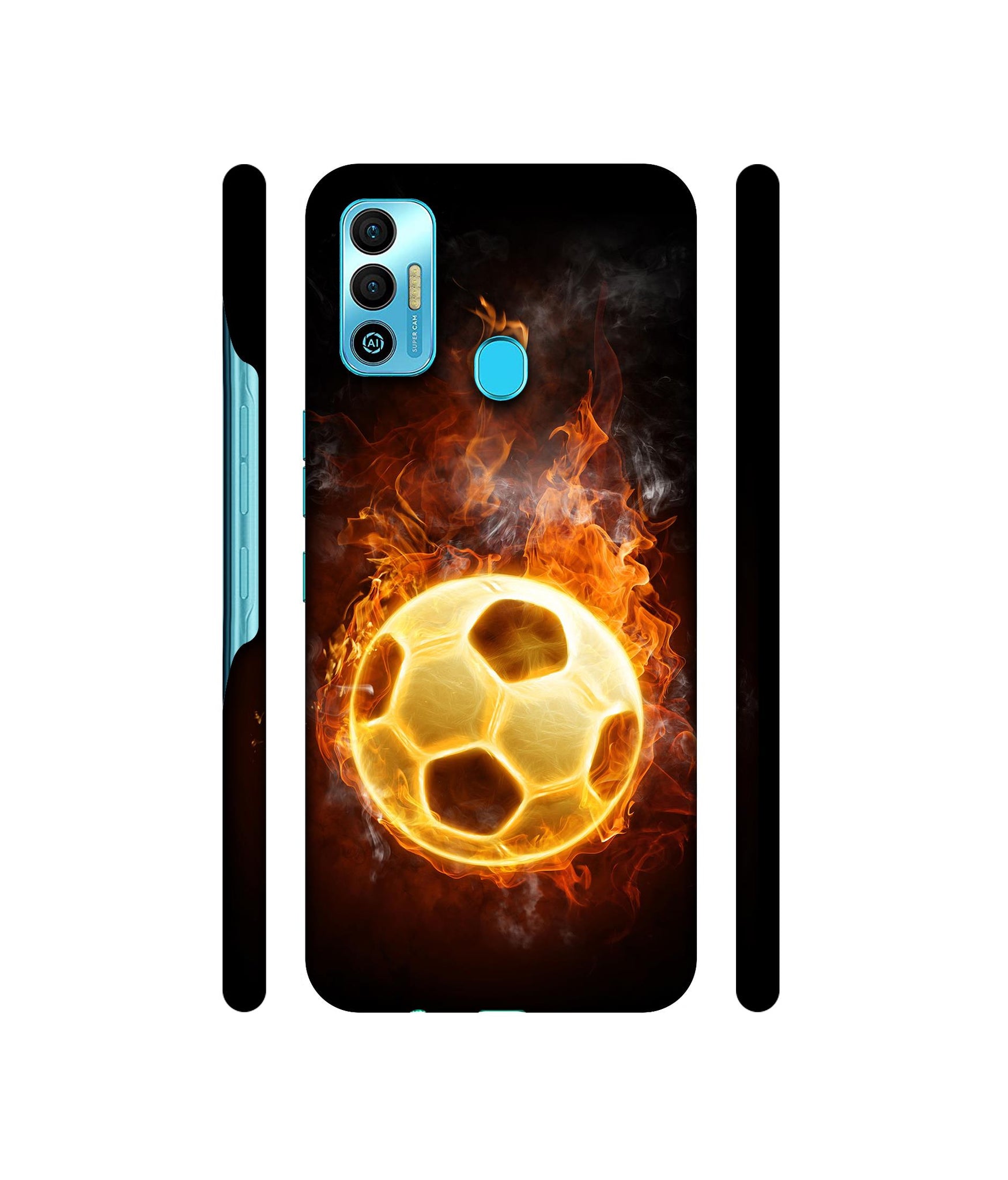 Football & Fire Designer Hard Back Cover for Tecno Spark 7T