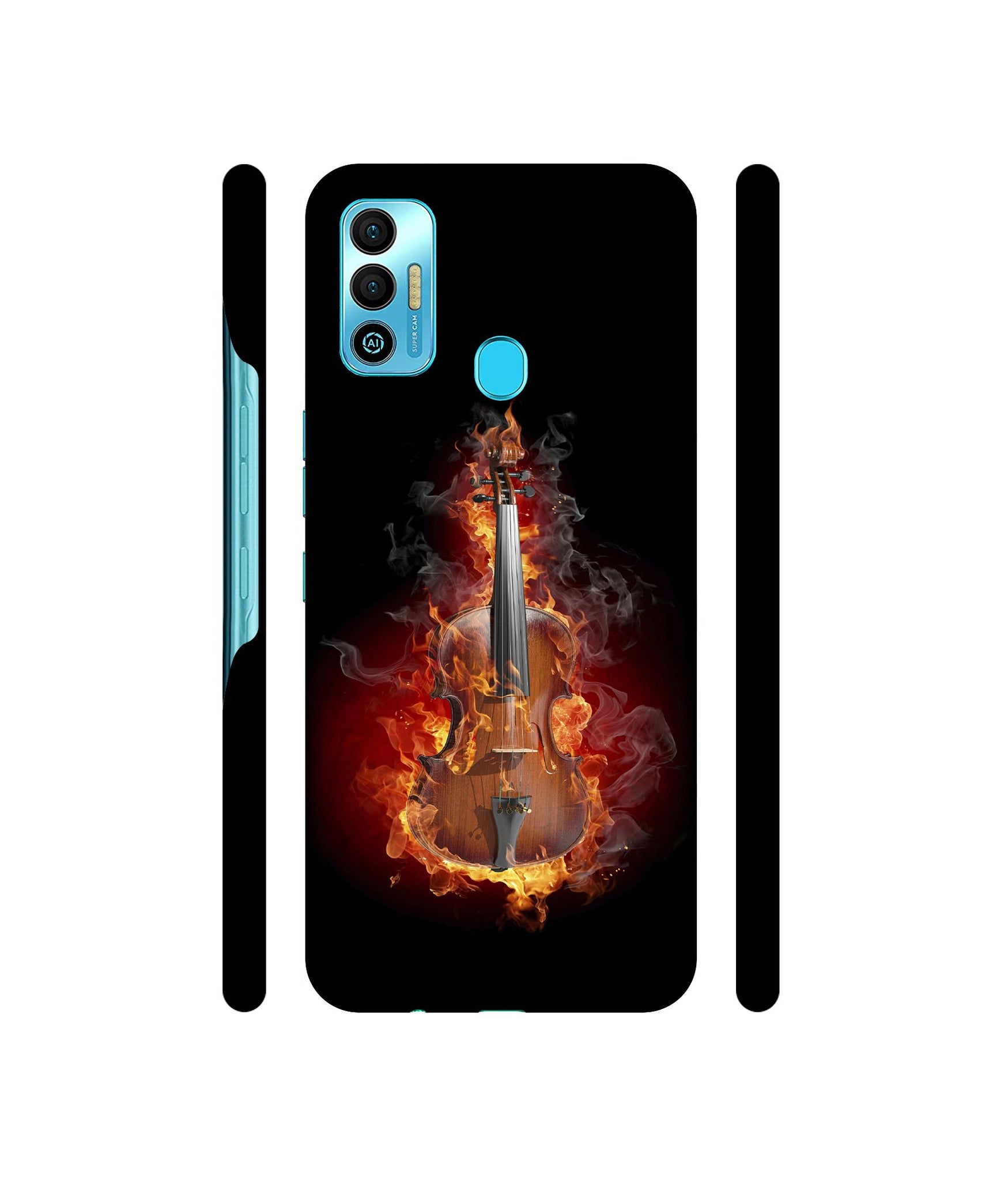 Burning Violin Designer Hard Back Cover for Tecno Spark 7T