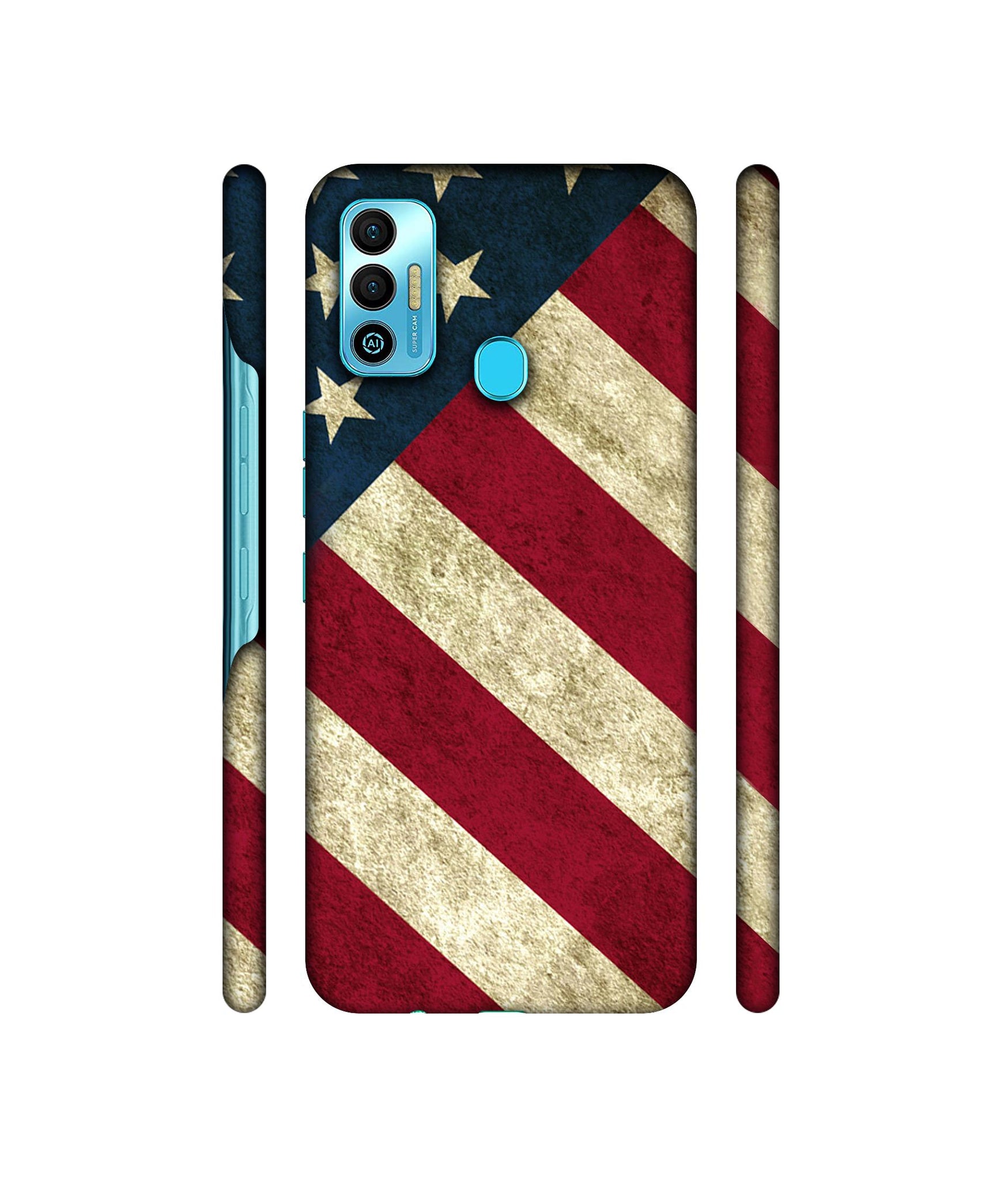 USA Flag Designer Hard Back Cover for Tecno Spark 7T
