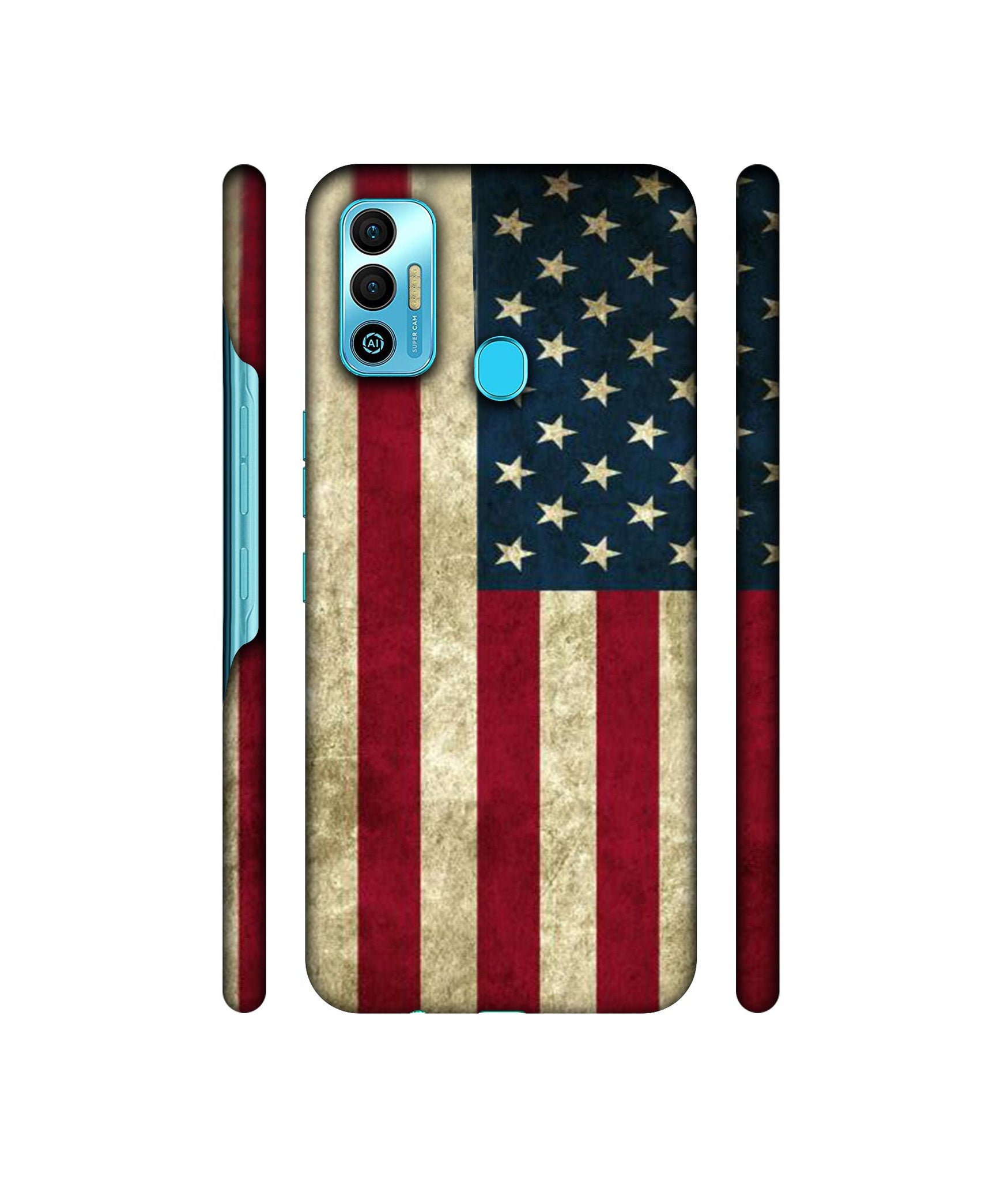Vingate USA Flag Designer Hard Back Cover for Tecno Spark 7T