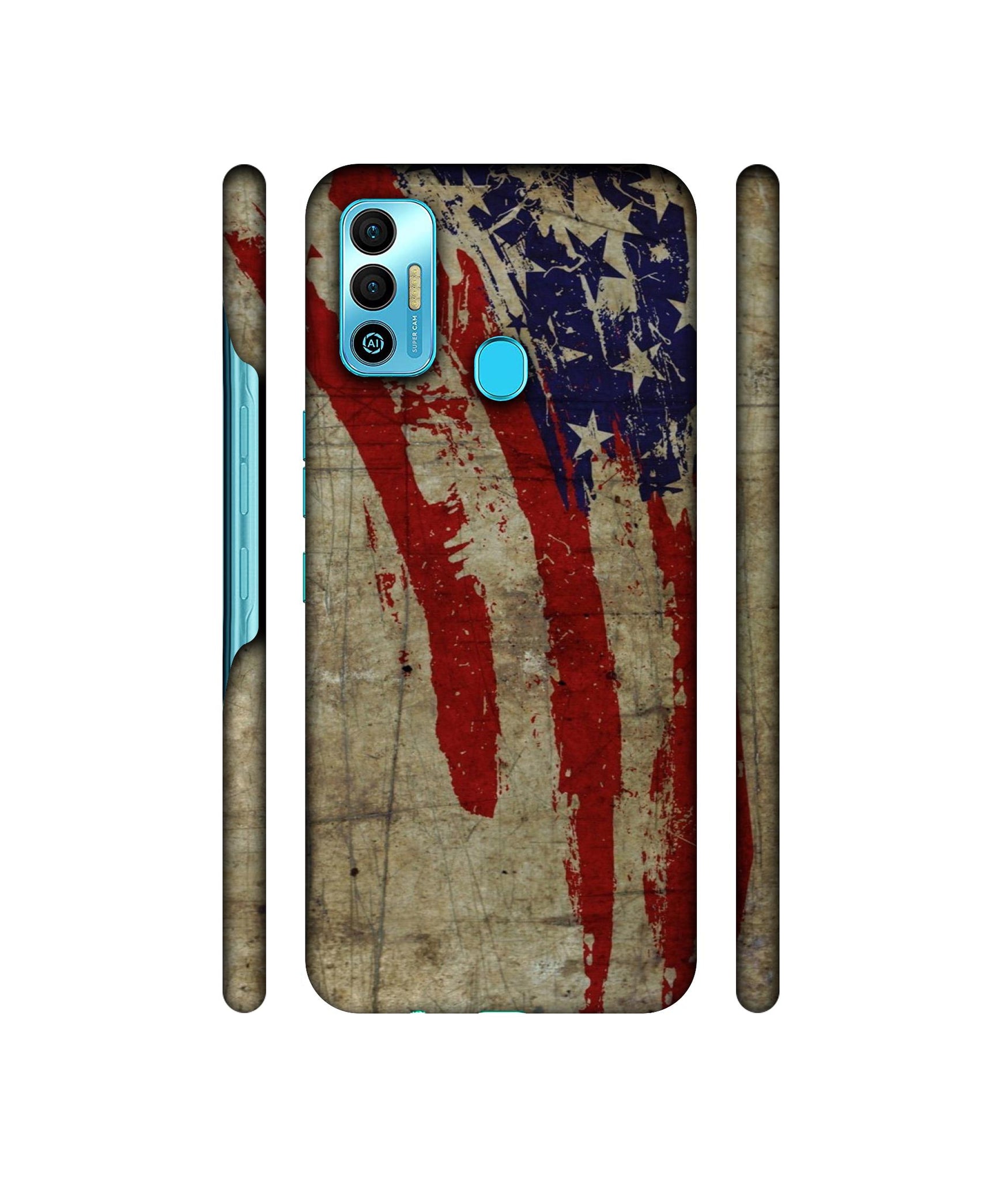 Vintage American Flag Designer Hard Back Cover for Tecno Spark 7T