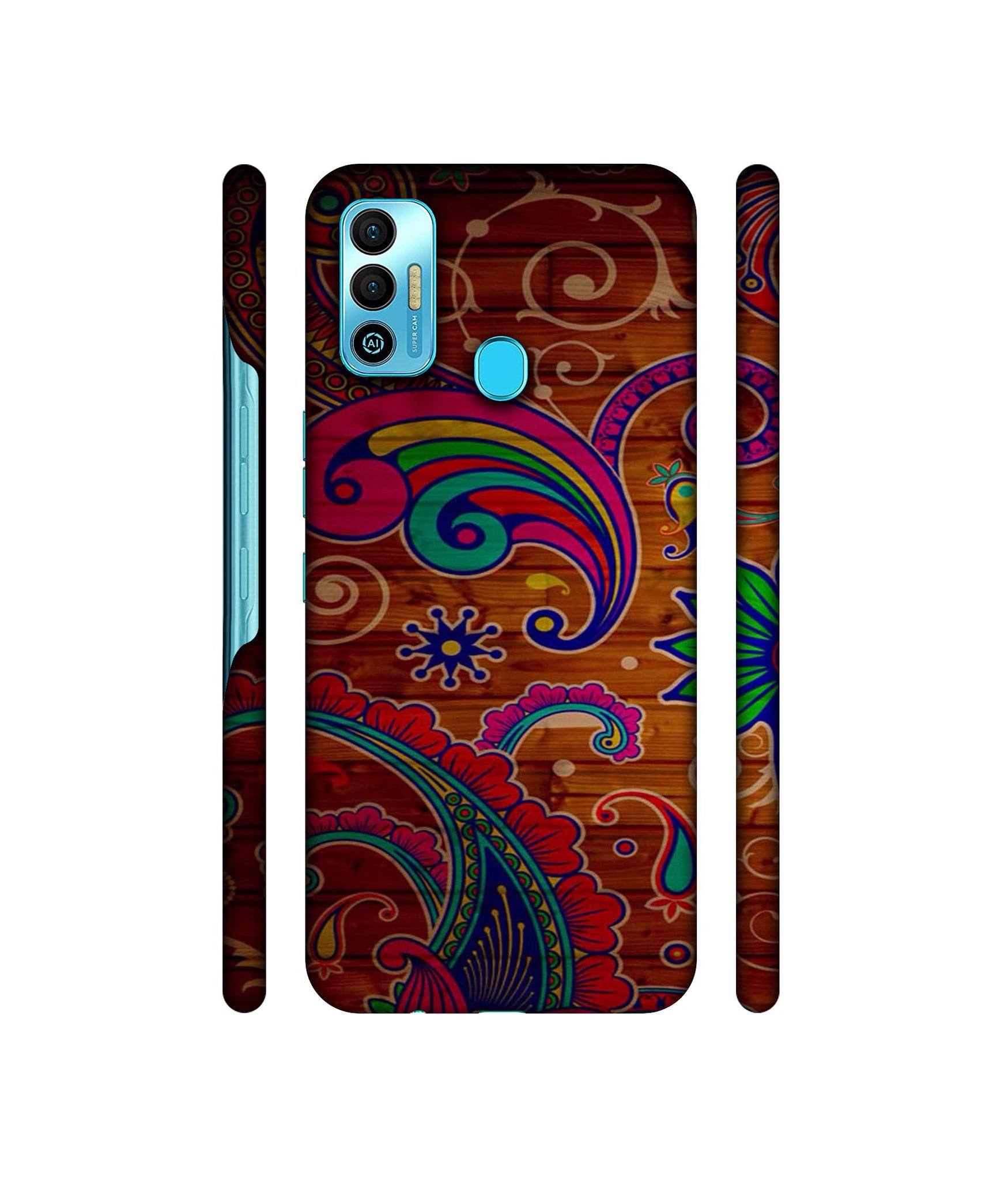 Wooden Pattern Print Designer Hard Back Cover for Tecno Spark 7T