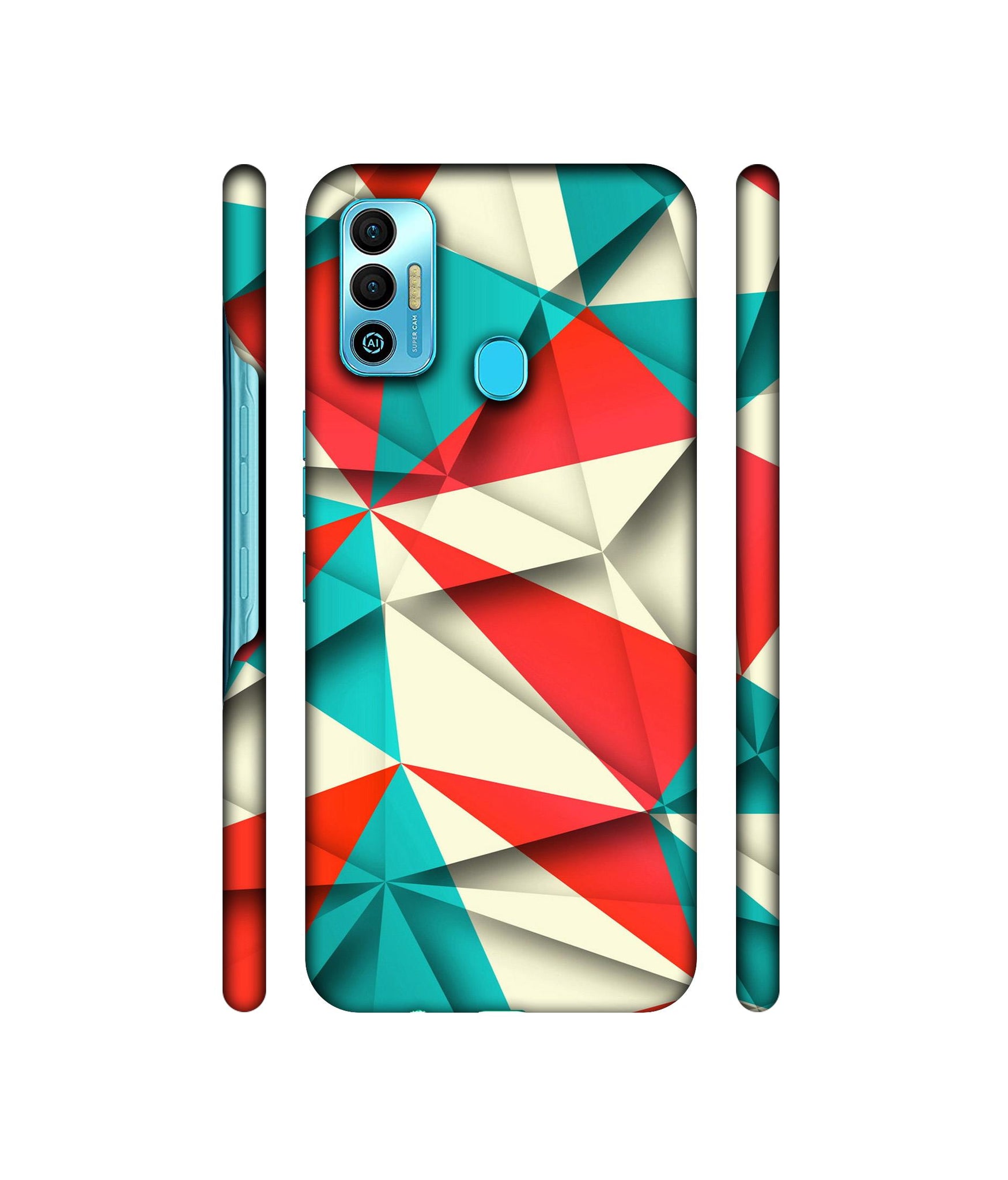 Red Blue White Pattern Designer Hard Back Cover for Tecno Spark 7T