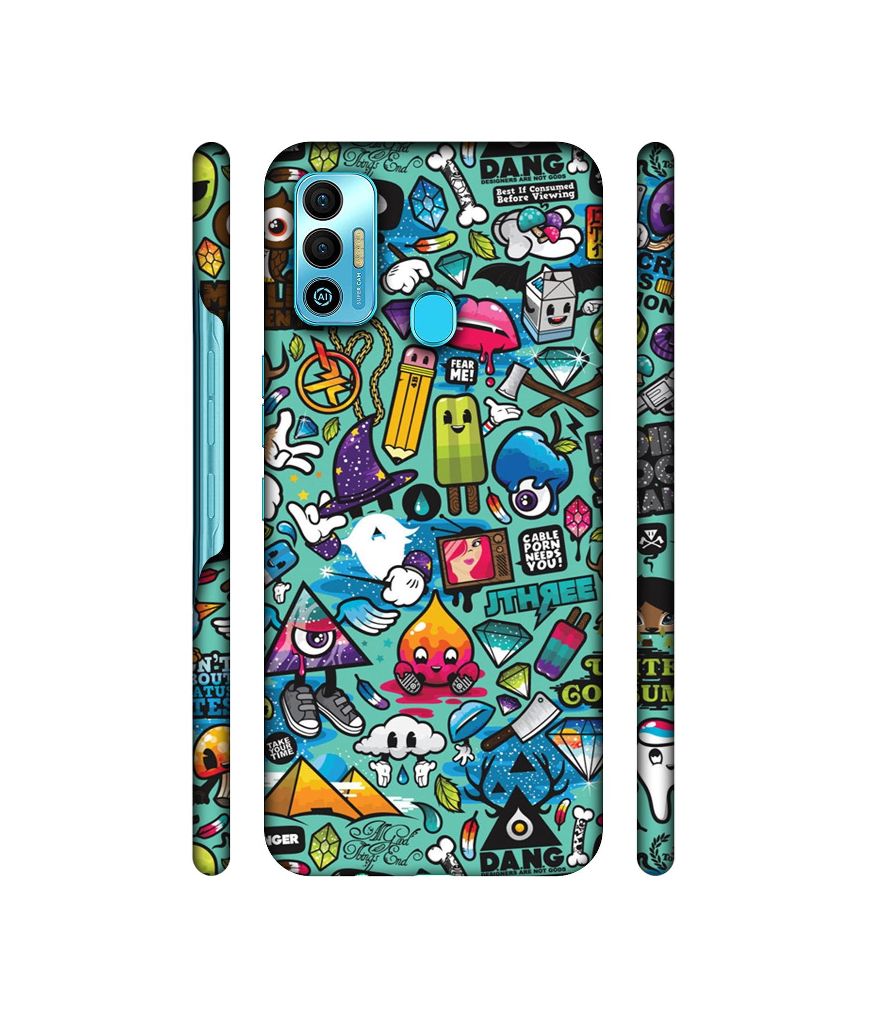 Crazy Designer Hard Back Cover for Tecno Spark 7T