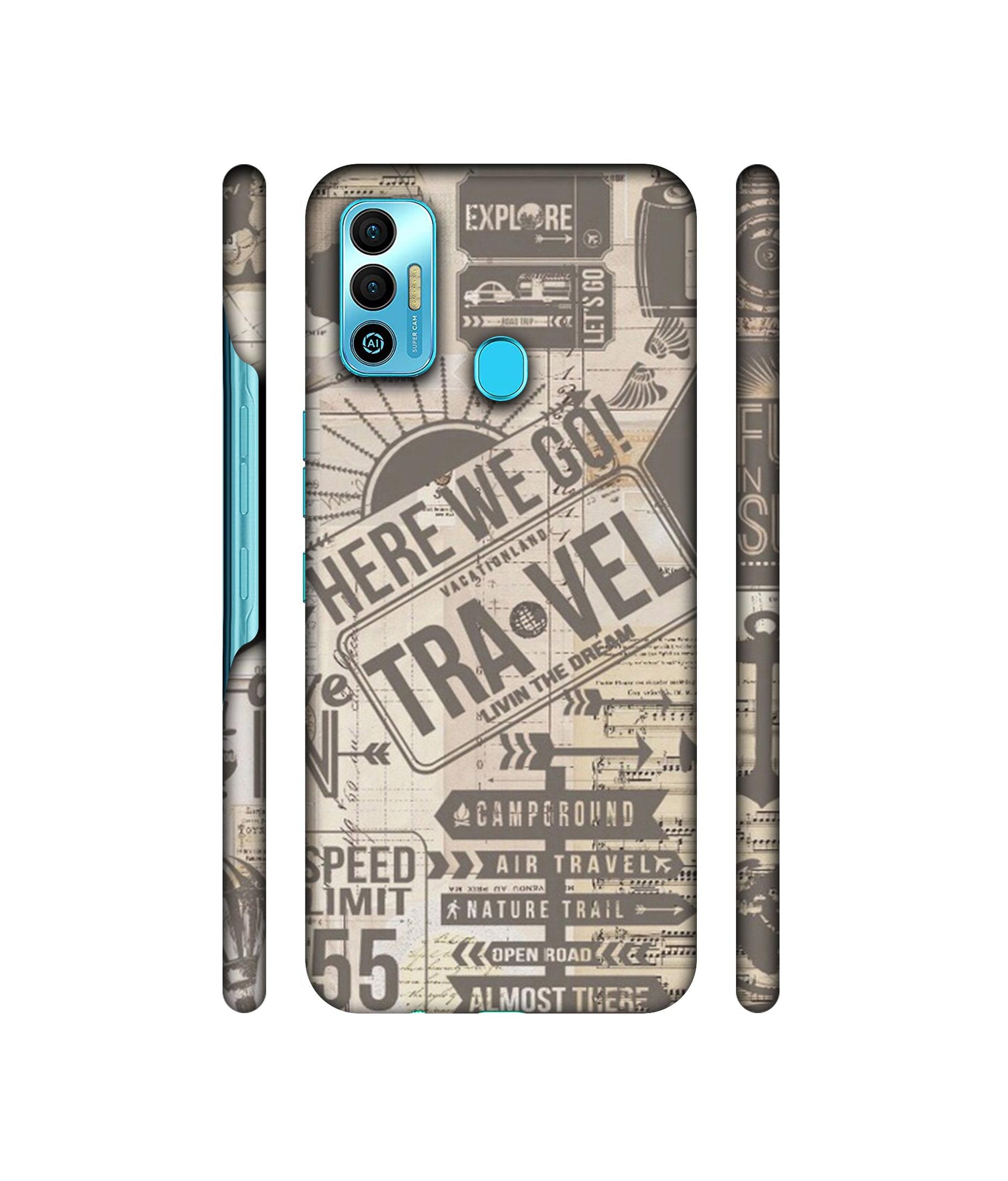 Travel Designer Hard Back Cover for Tecno Spark 7T