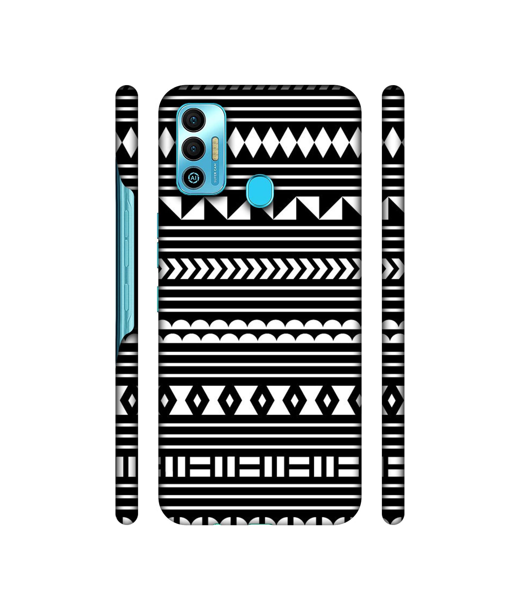 Black Pattern Designer Hard Back Cover for Tecno Spark 7T