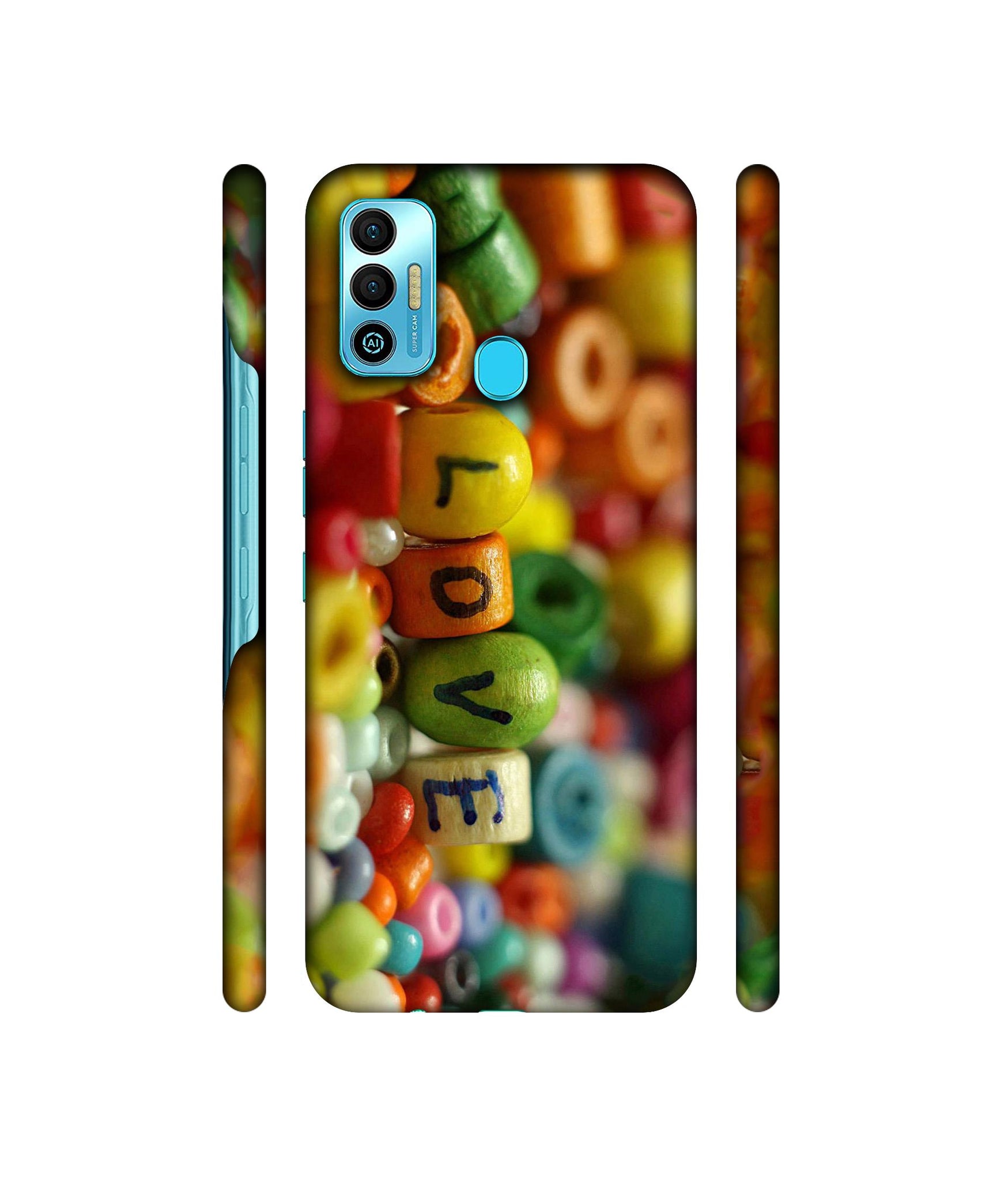 Colorful Love Designer Hard Back Cover for Tecno Spark 7T