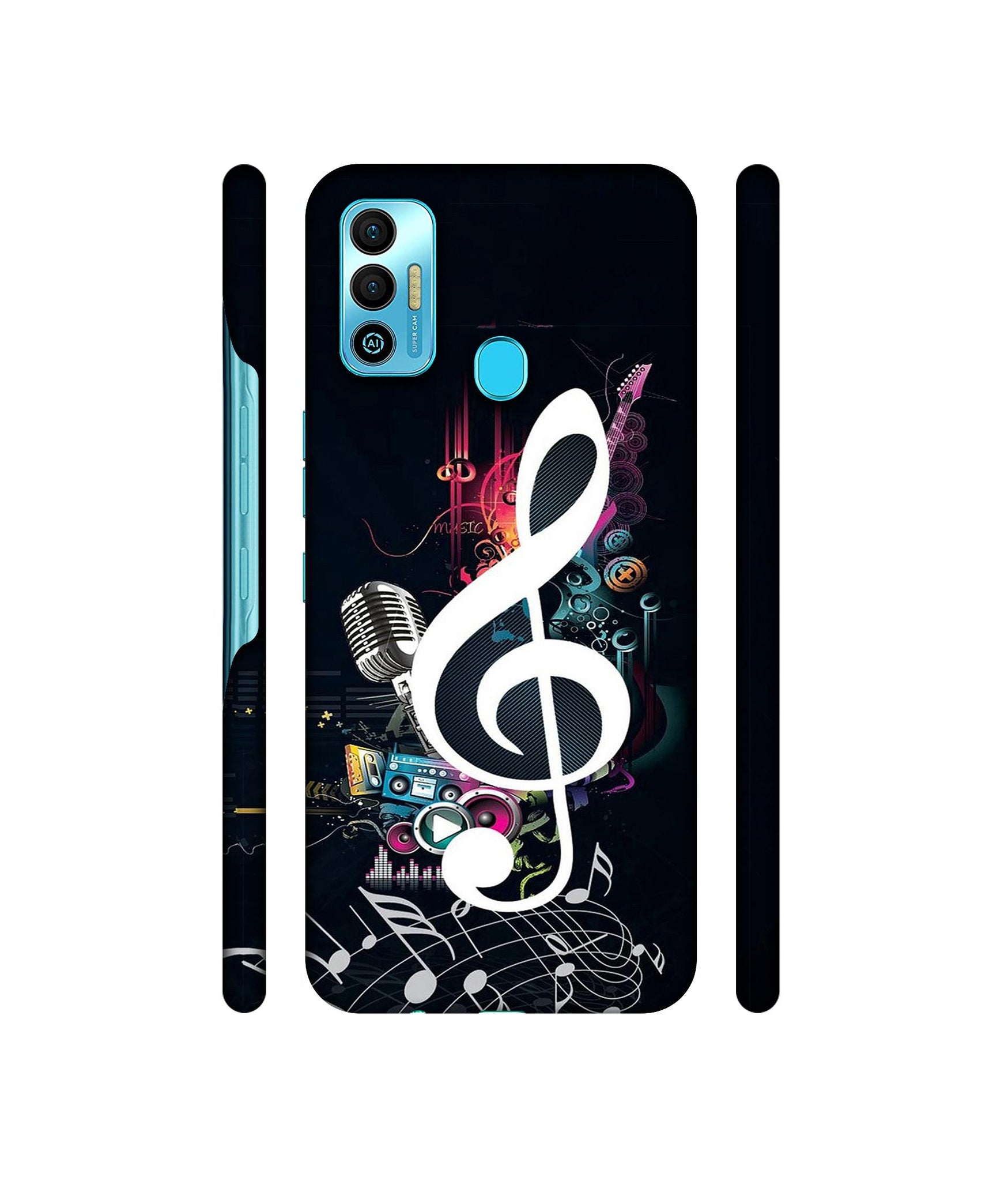 Mike and Music Designer Hard Back Cover for Tecno Spark 7T