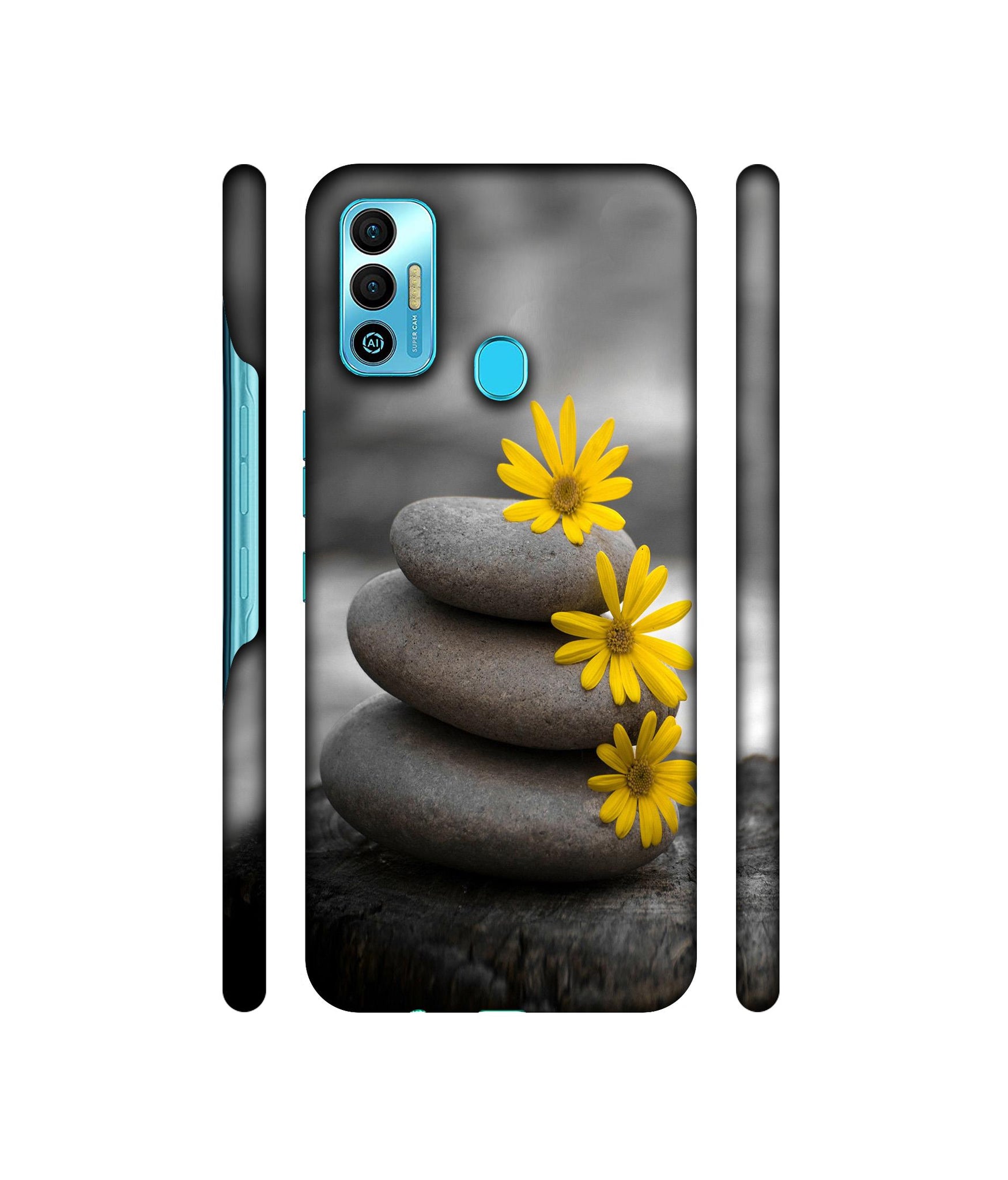 Stones And Flower Designer Hard Back Cover for Tecno Spark 7T