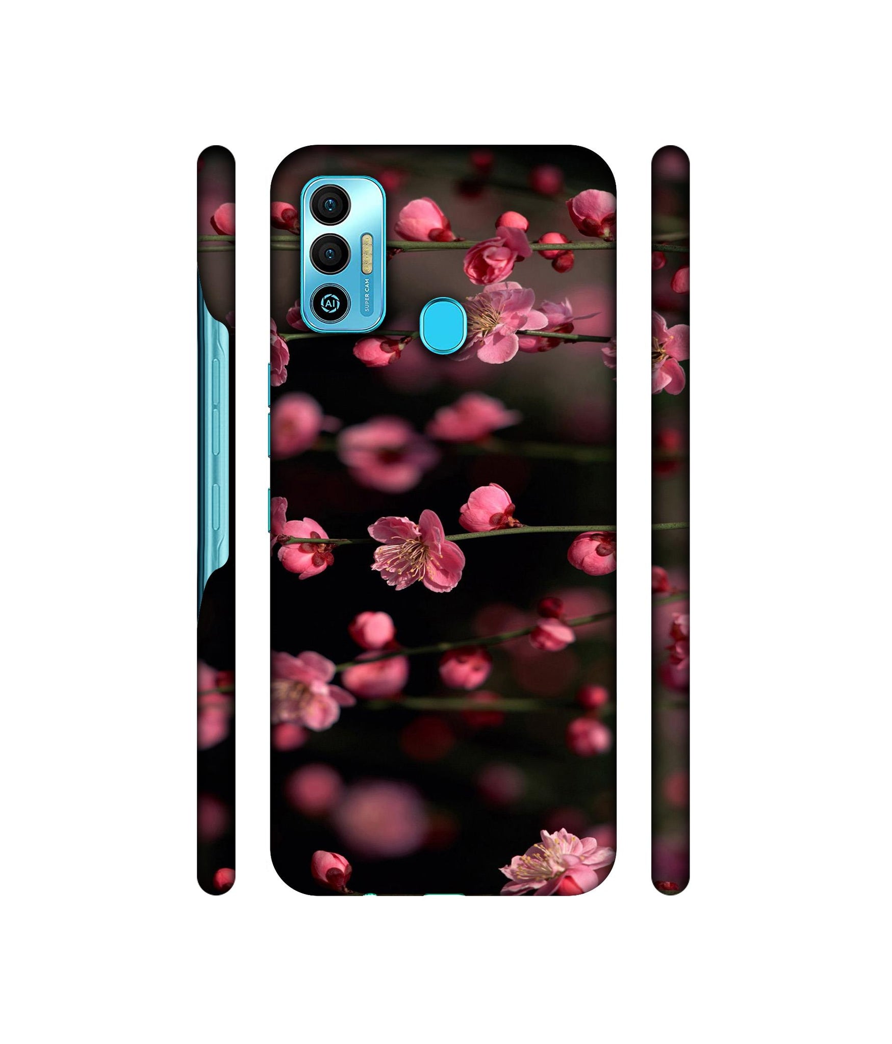 Pink Flowers Designer Hard Back Cover for Tecno Spark 7T