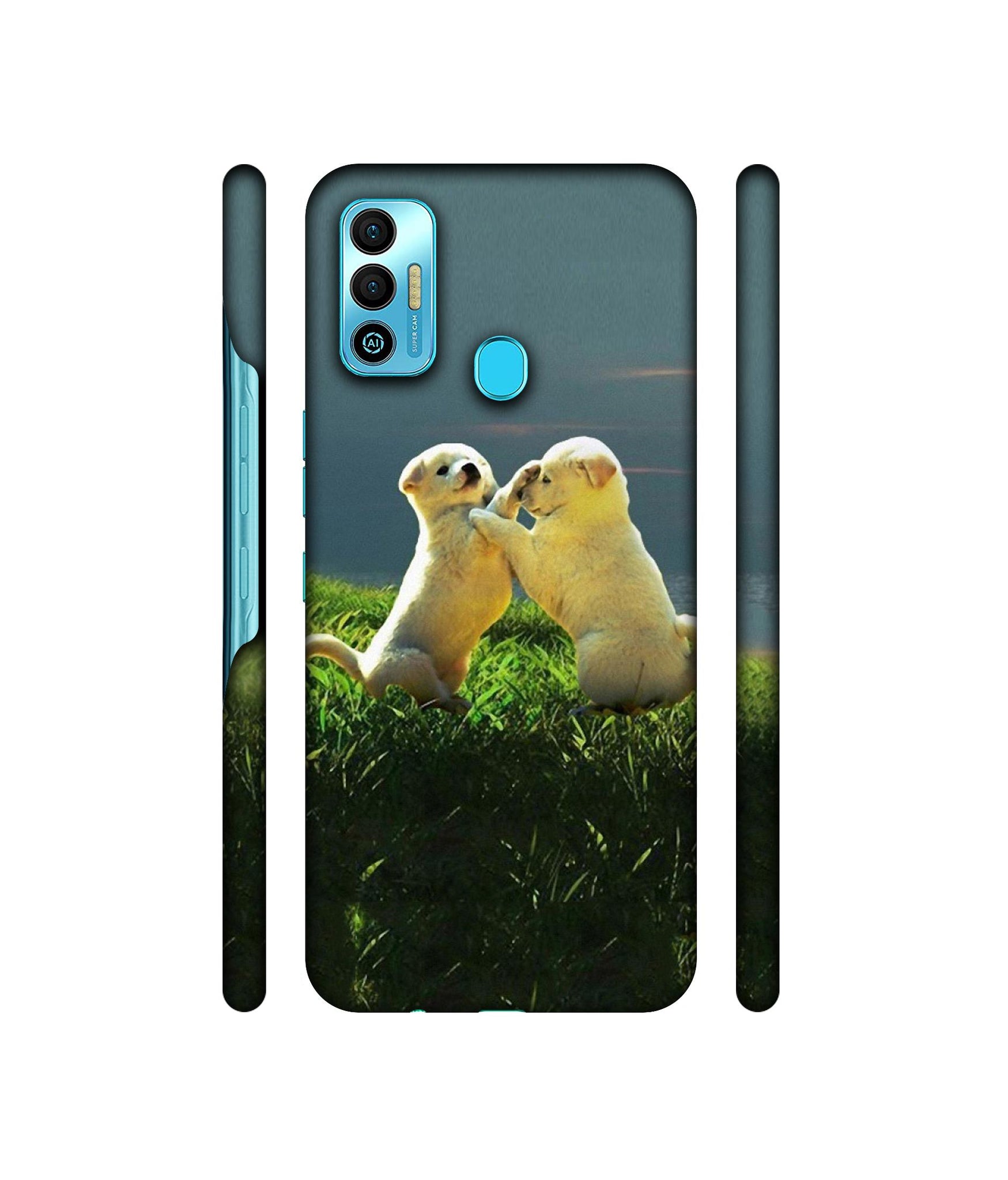 Puppy Couple Sunset Designer Hard Back Cover for Tecno Spark 7T