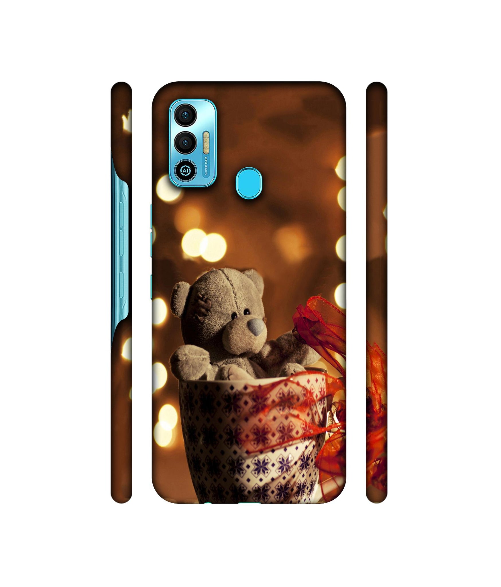 Teddy In Cup Designer Hard Back Cover for Tecno Spark 7T