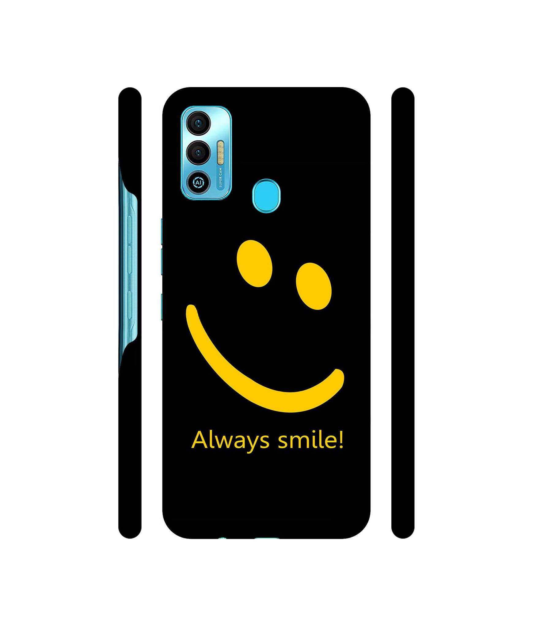 Always Smile Quote Designer Hard Back Cover for Tecno Spark 7T