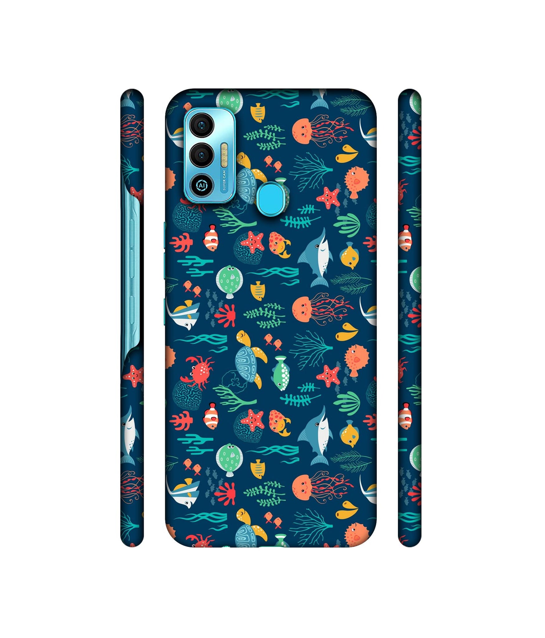 Aquarium Texture Designer Hard Back Cover for Tecno Spark 7T