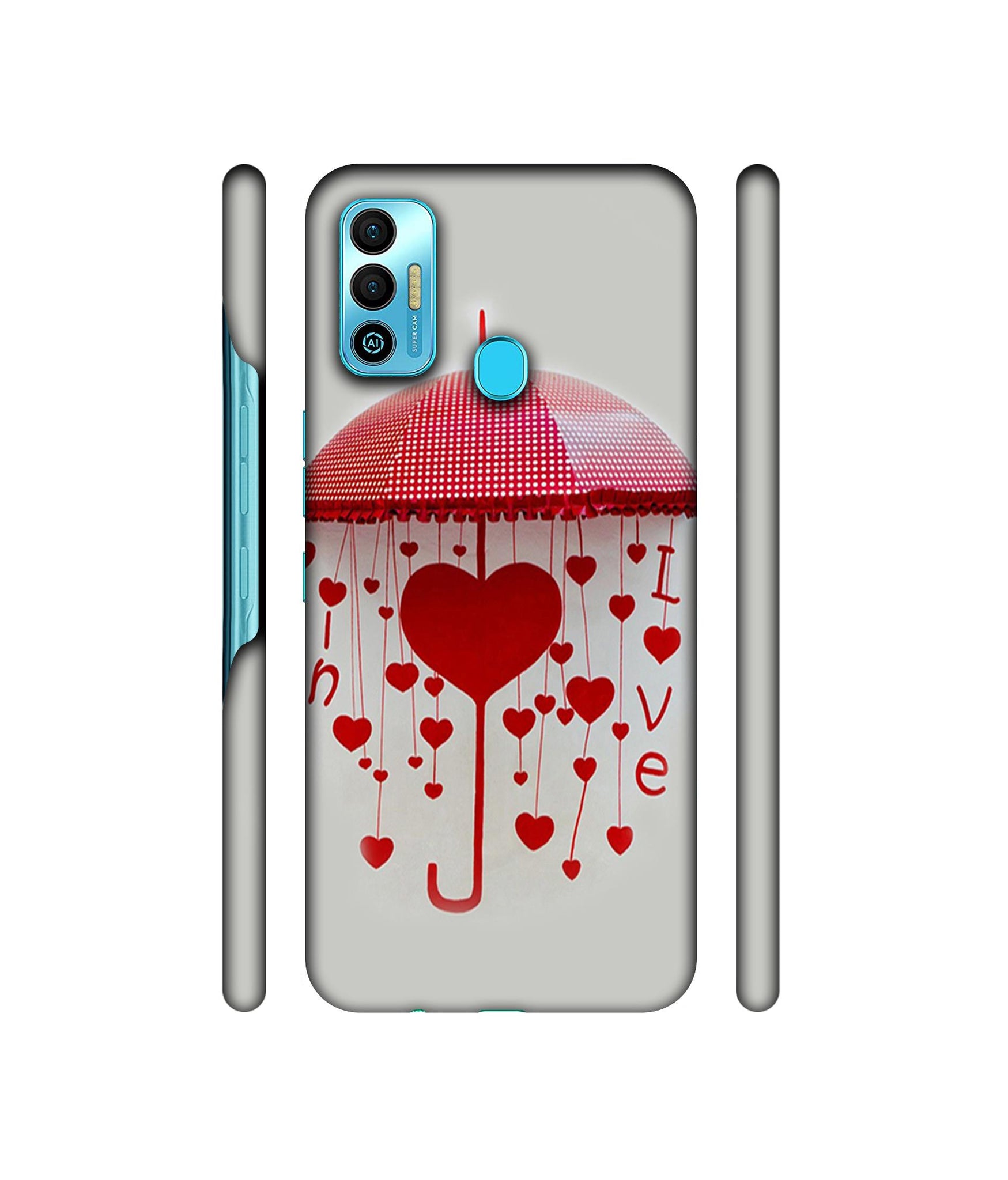Love Heart Designer Hard Back Cover for Tecno Spark 7T