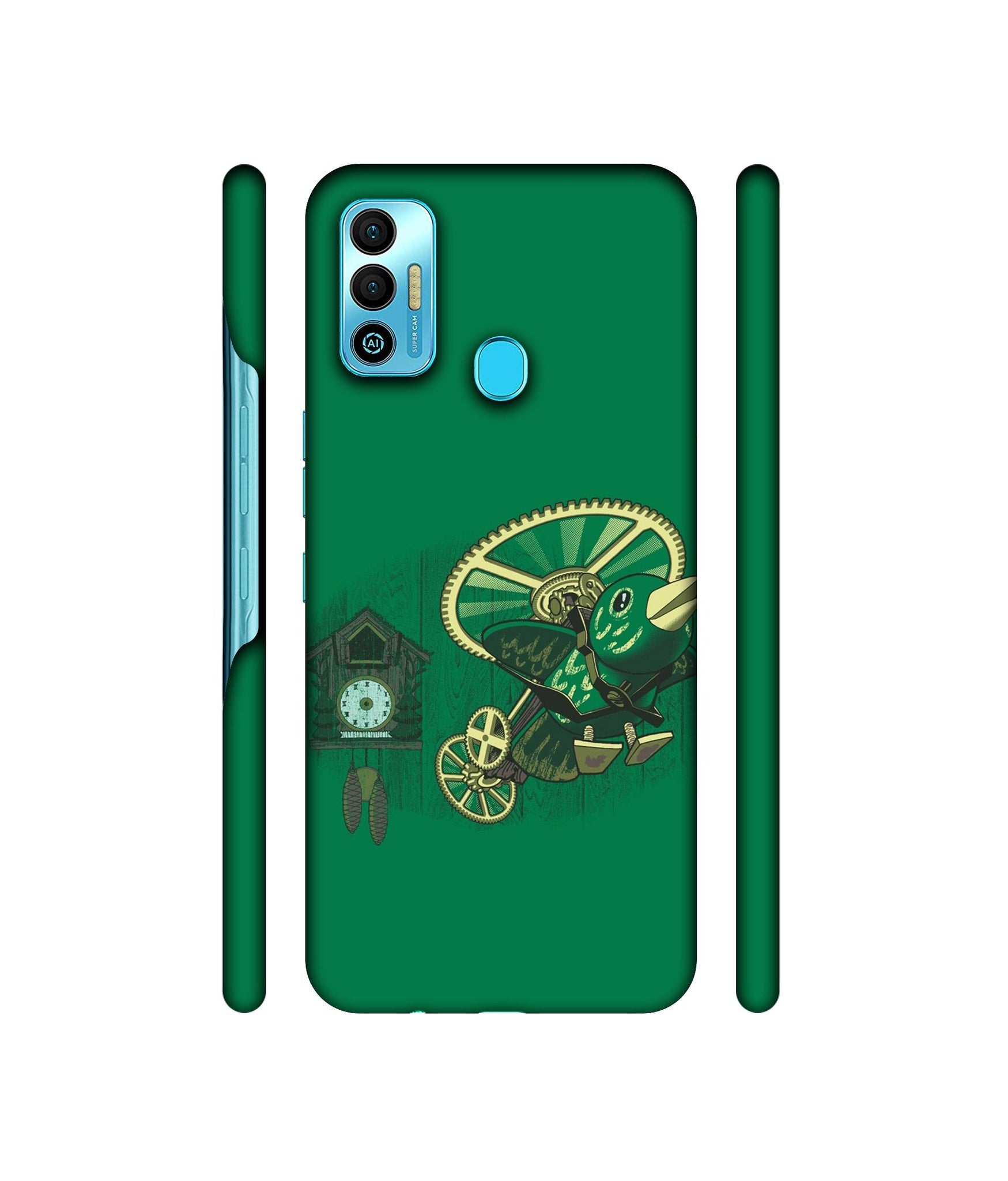 Clock Bird Designer Hard Back Cover for Tecno Spark 7T