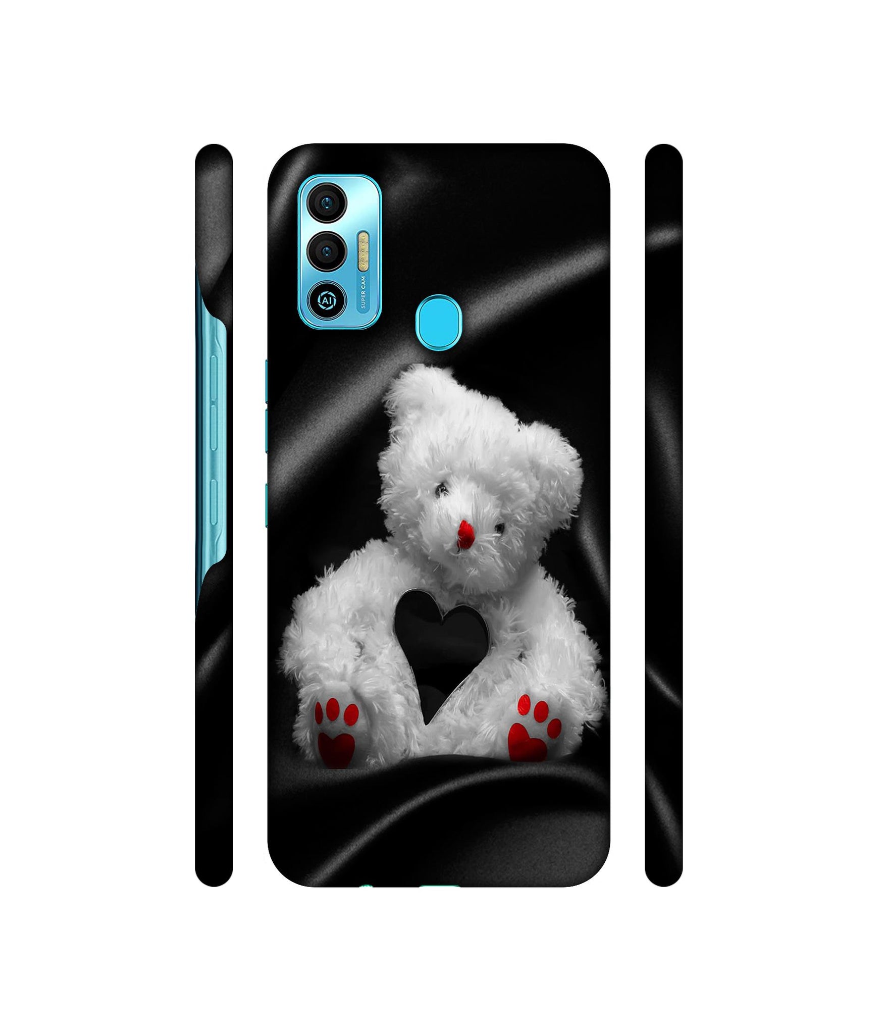 White Teddy Bear Designer Hard Back Cover for Tecno Spark 7T