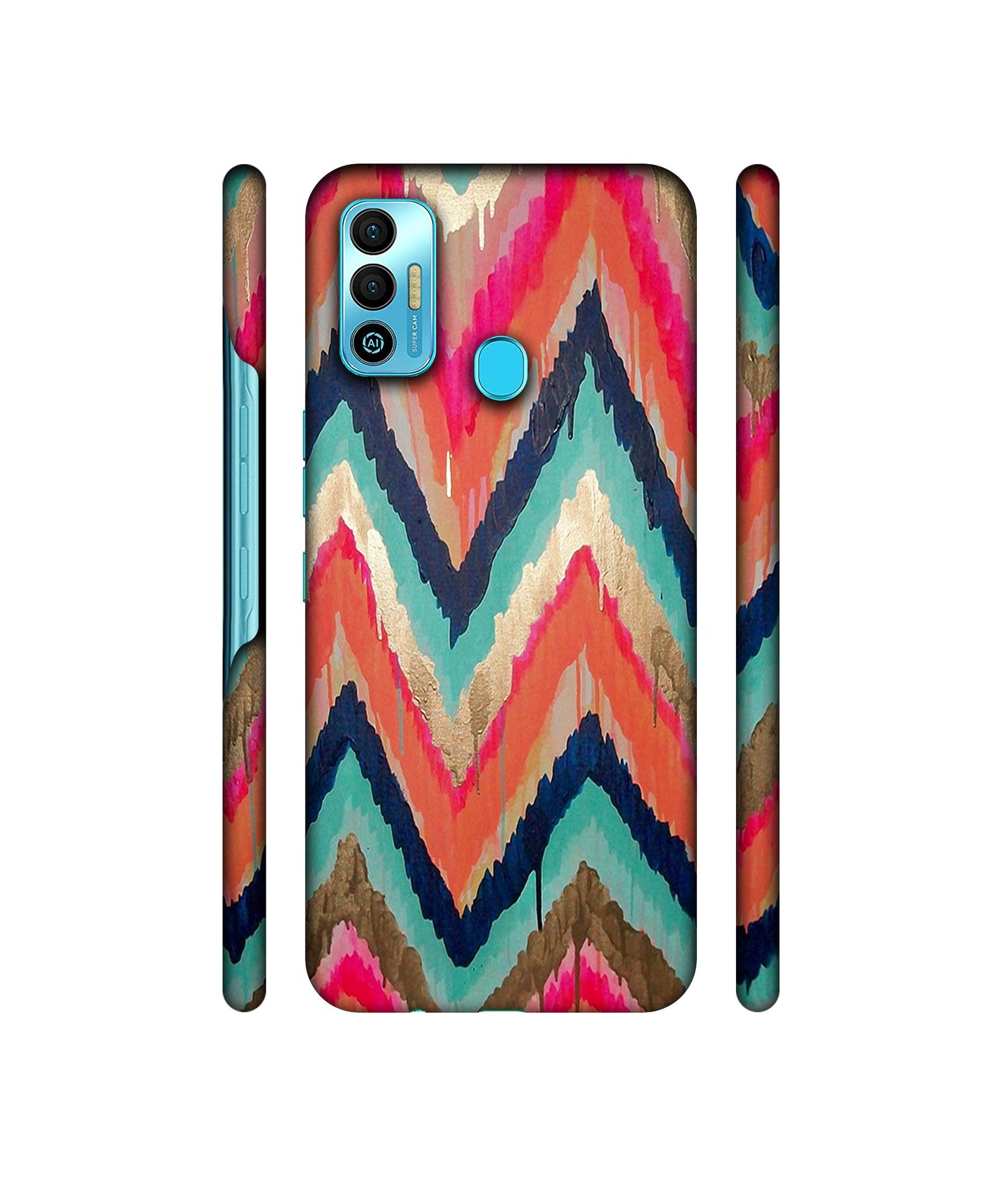 Colorful Zig-Zag Lines Art Designer Hard Back Cover for Tecno Spark 7T
