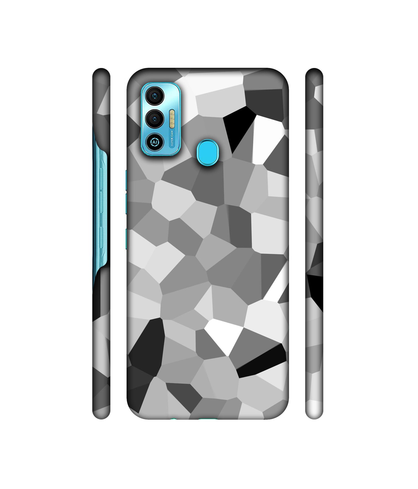 Black & White Mathematical Shape Designer Hard Back Cover for Tecno Spark 7T