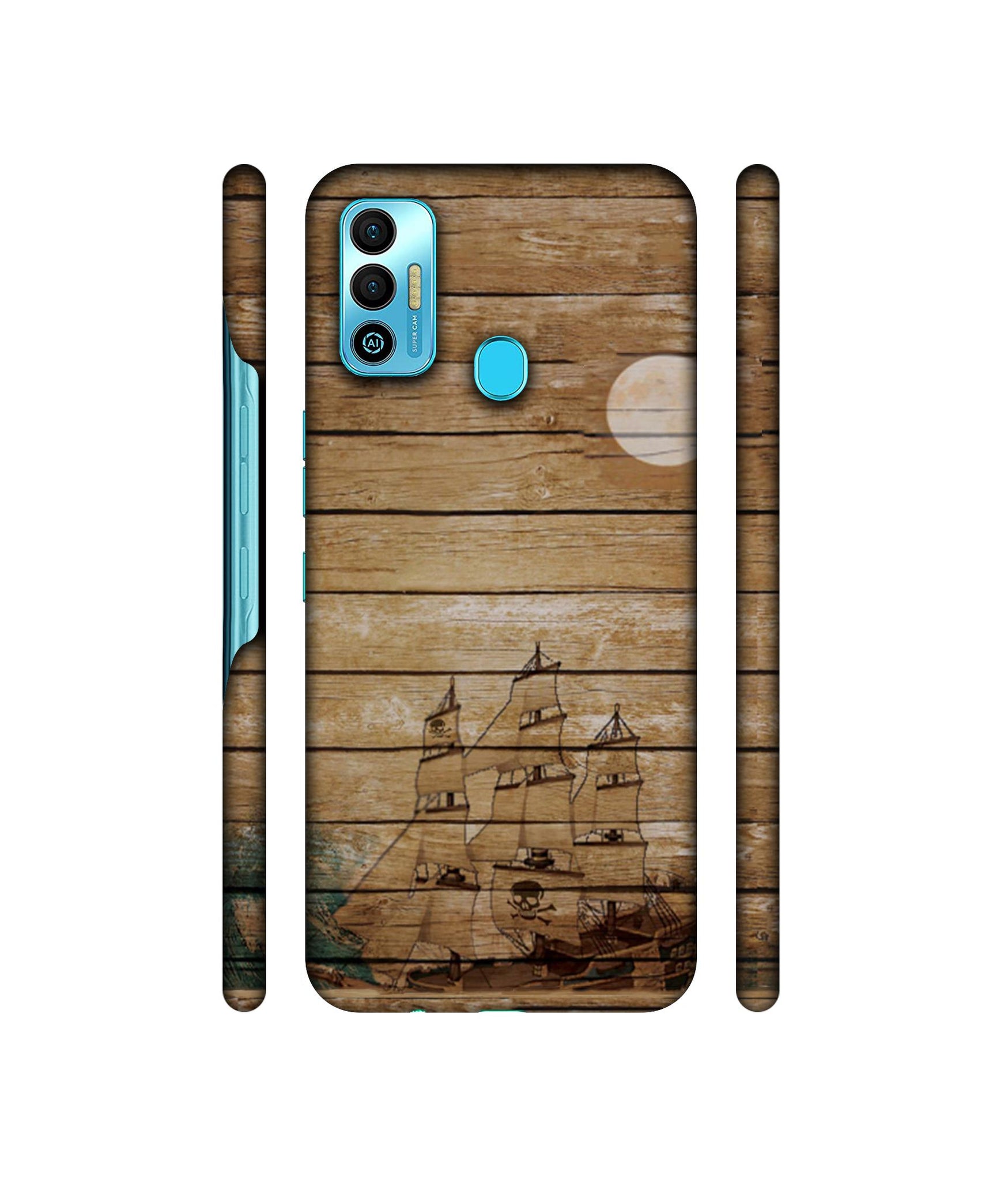 Wooden Pattern Designer Hard Back Cover for Tecno Spark 7T