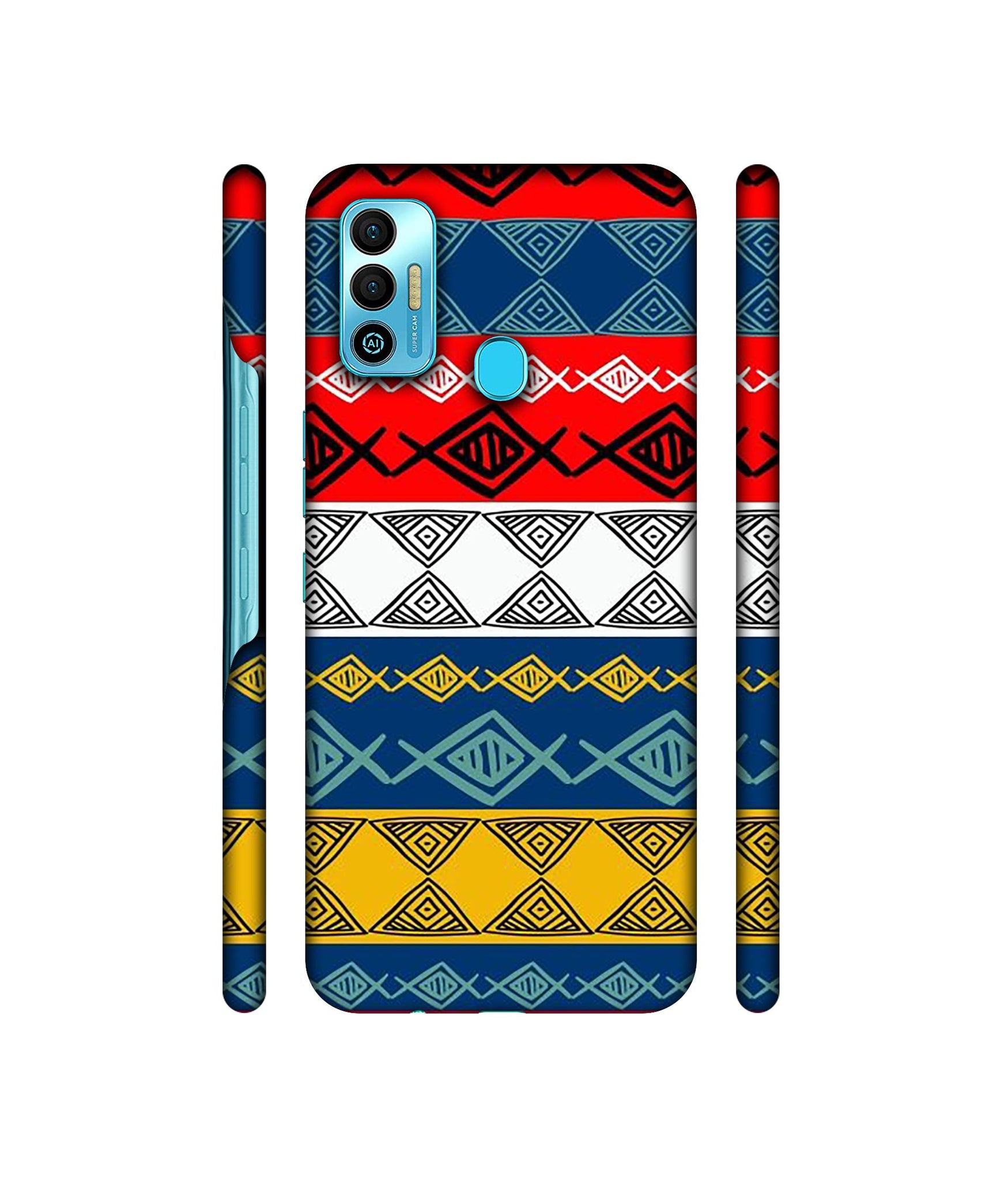 Colorful Hand Made Rangoli Art Designer Hard Back Cover for Tecno Spark 7T