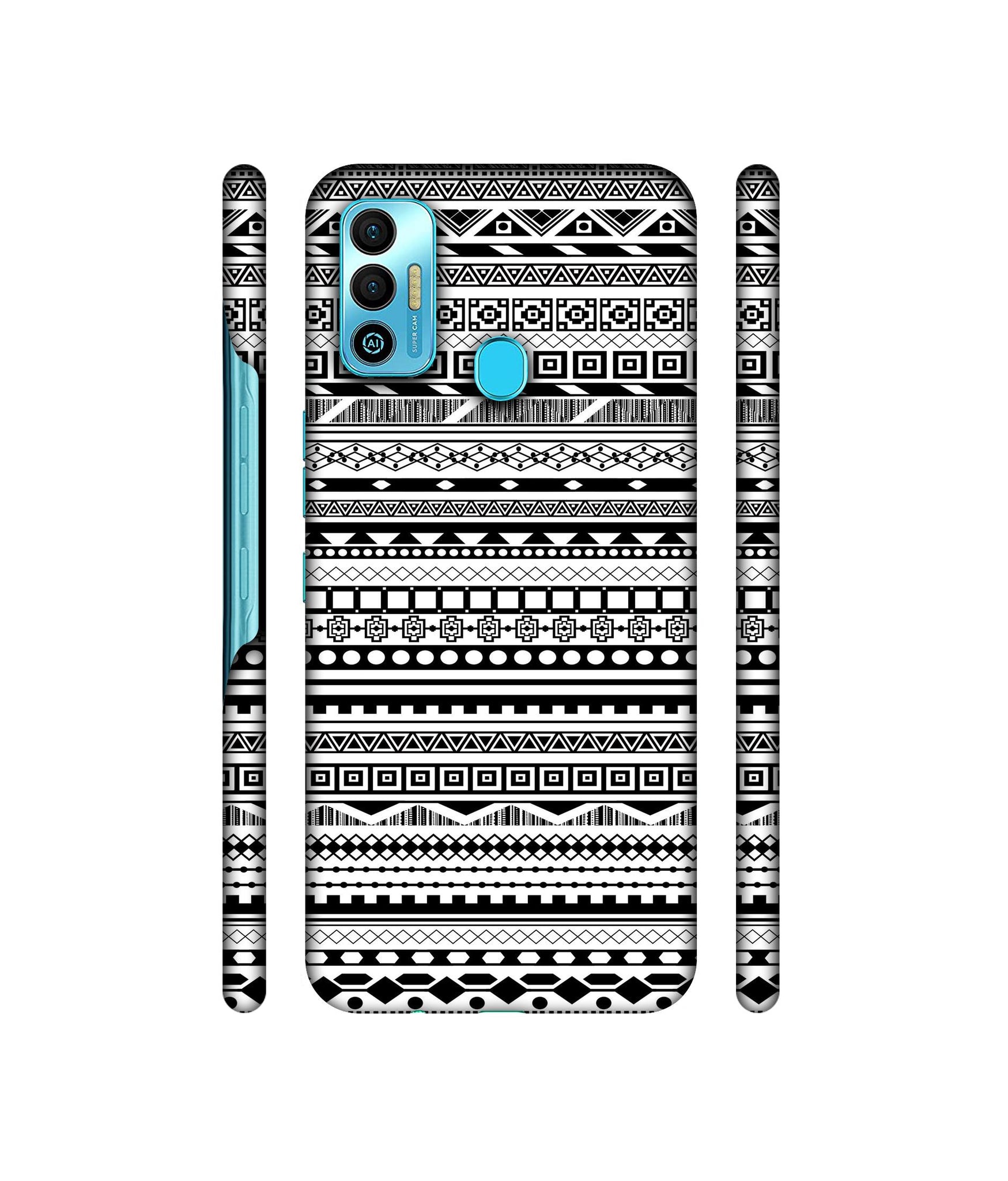 Black & White Patterns Designer Hard Back Cover for Tecno Spark 7T