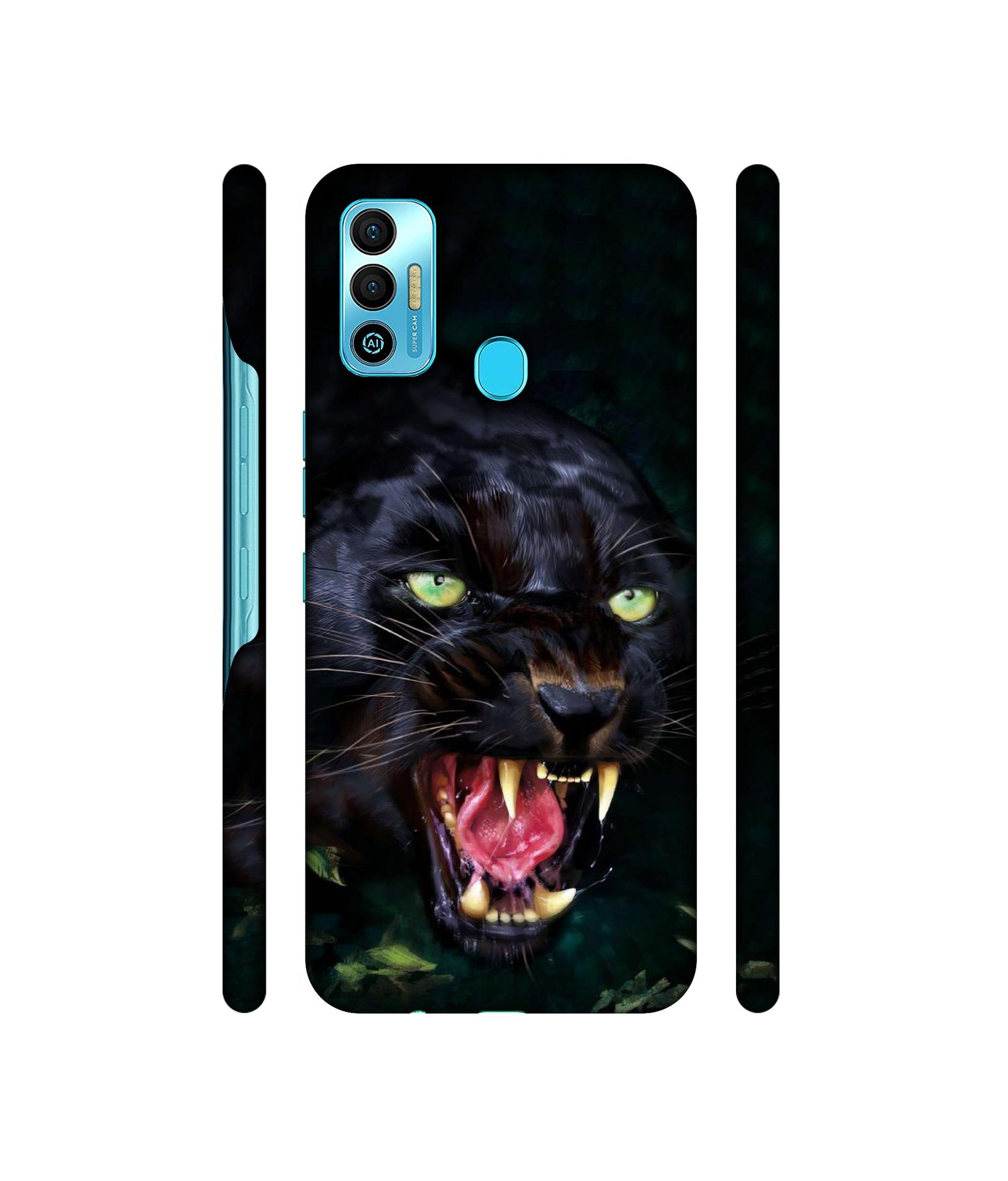 Angry Black Tiger Face Designer Hard Back Cover for Tecno Spark 7T