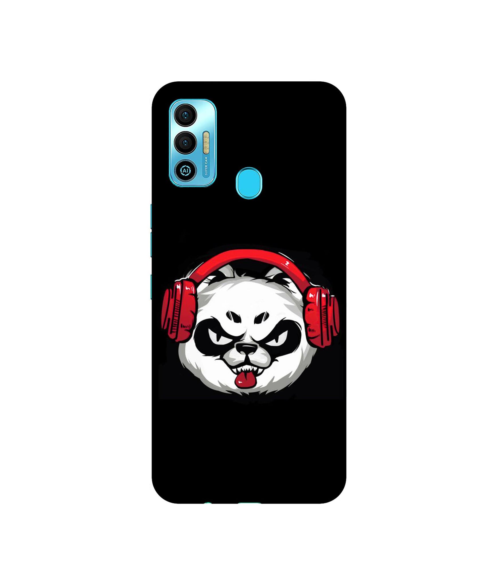 Panda With Headphone Designer Hard Back Cover for Tecno Spark 7T