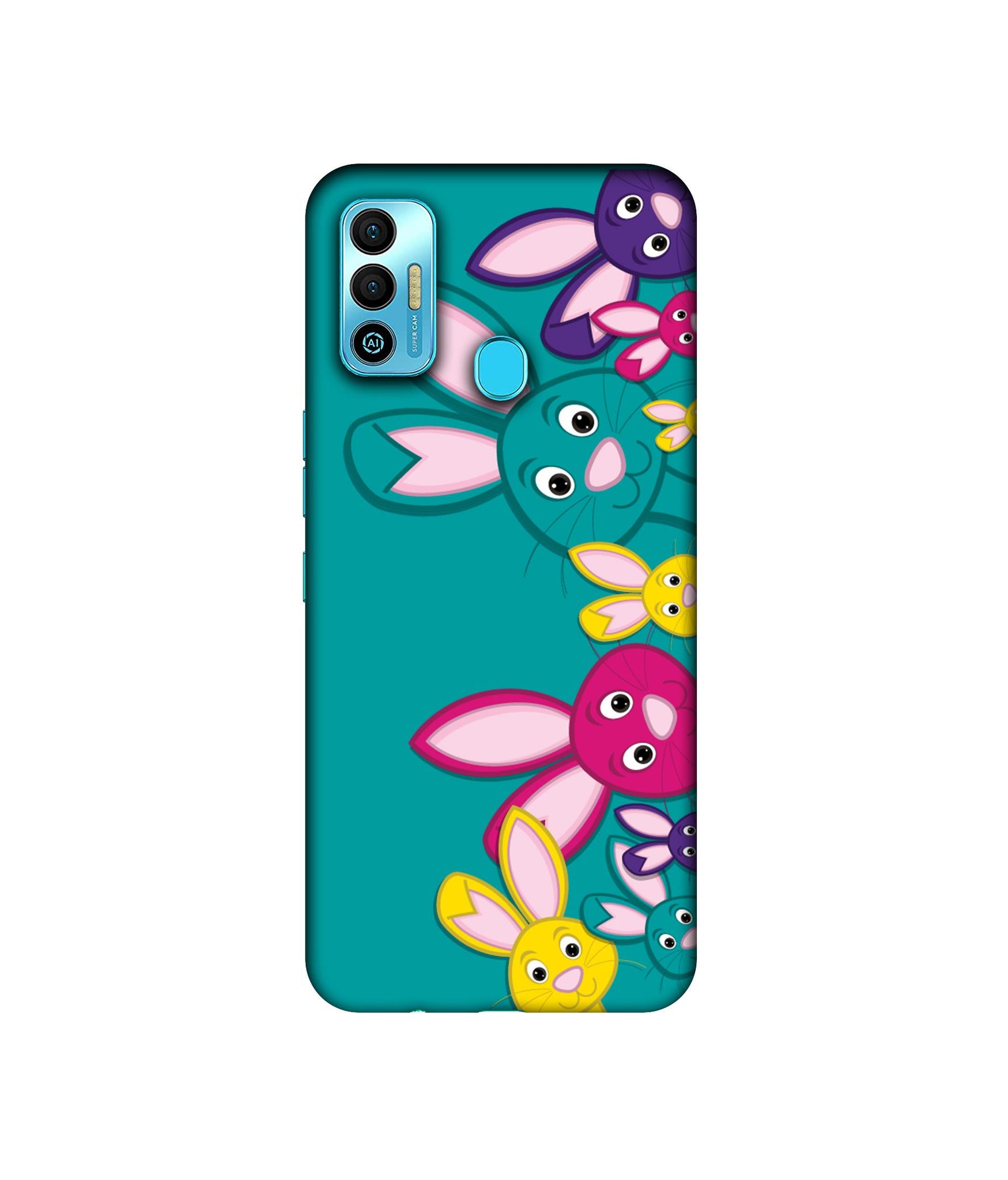 Rabbit Family Designer Hard Back Cover for Tecno Spark 7T