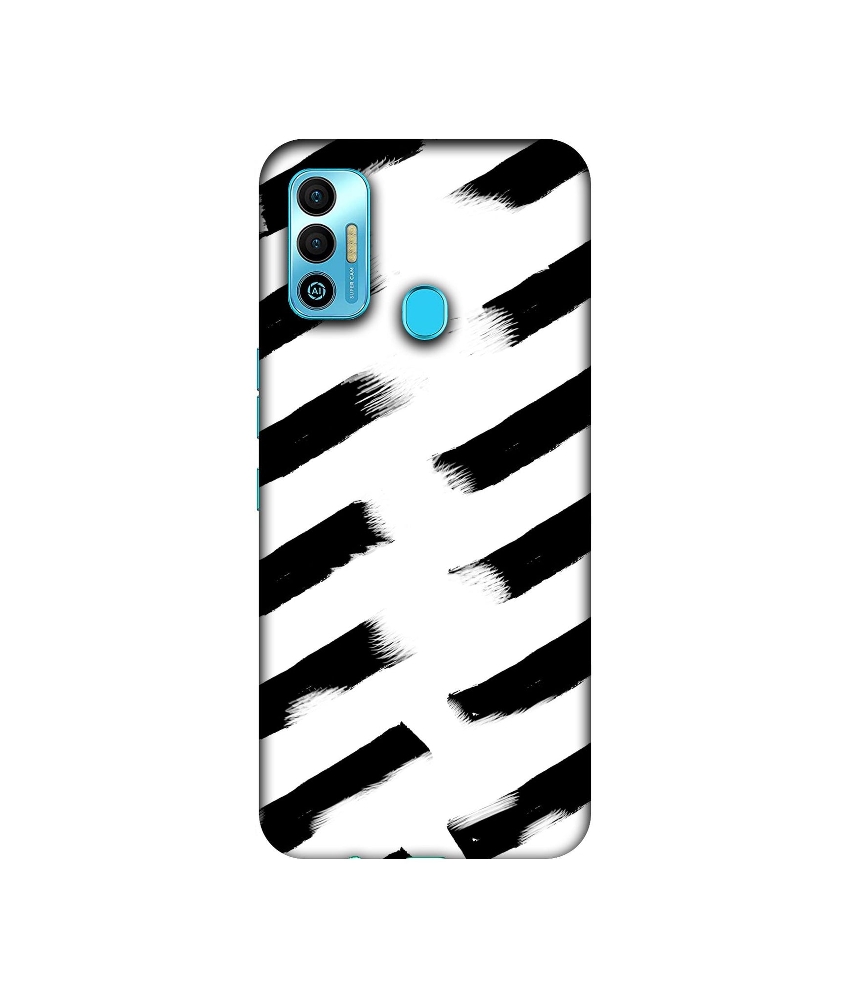 Black & White Rectangle Designer Hard Back Cover for Tecno Spark 7T
