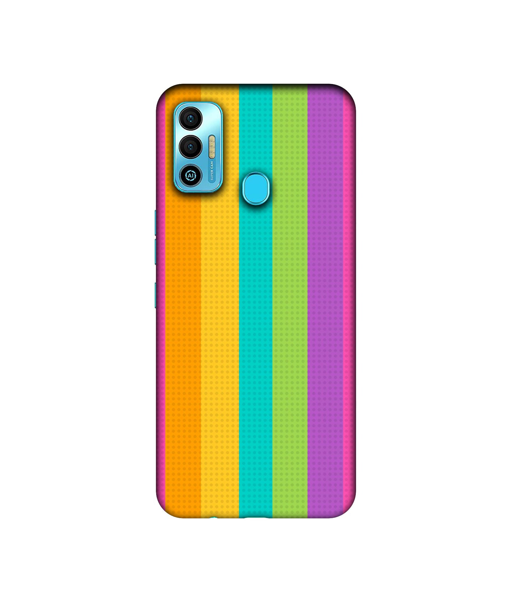 Random Colour Line Designer Hard Back Cover for Tecno Spark 7T