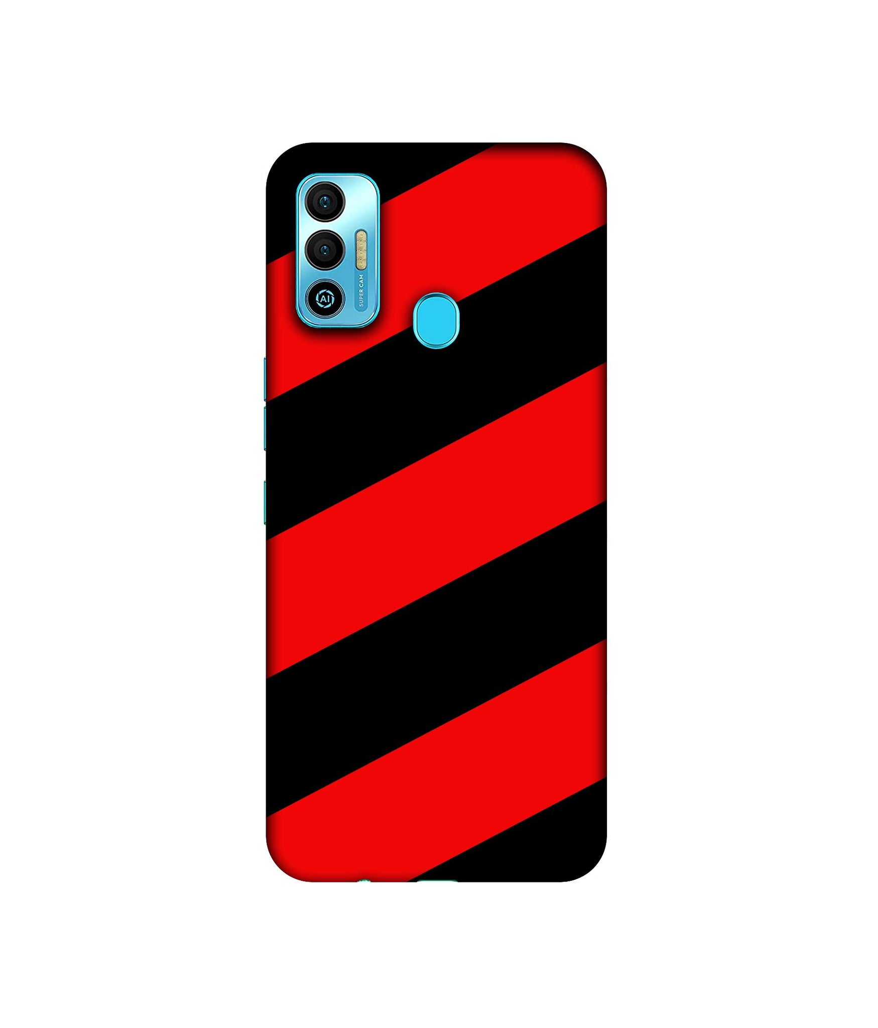 Red and Black Line Designer Hard Back Cover for Tecno Spark 7T