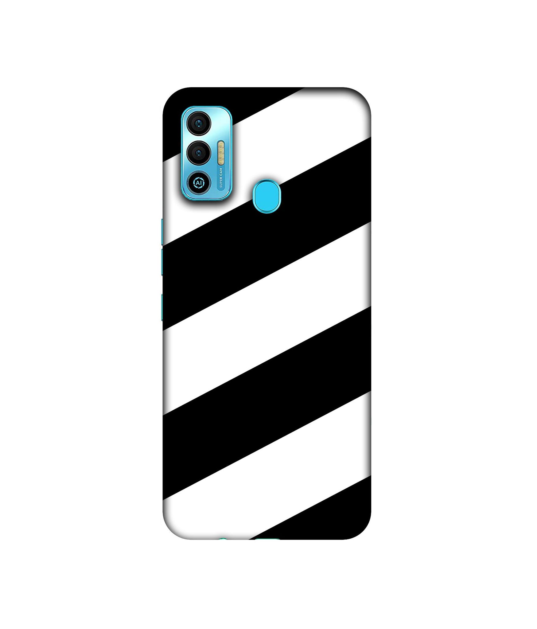 Black & White Line Designer Hard Back Cover for Tecno Spark 7T