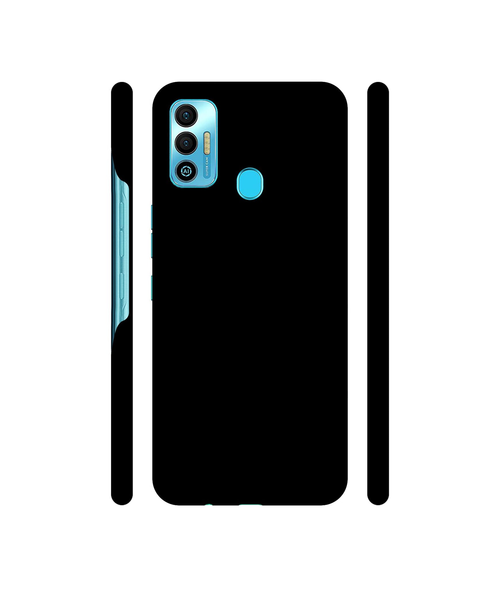 Solid Black Designer Hard Back Cover for Tecno Spark 7T