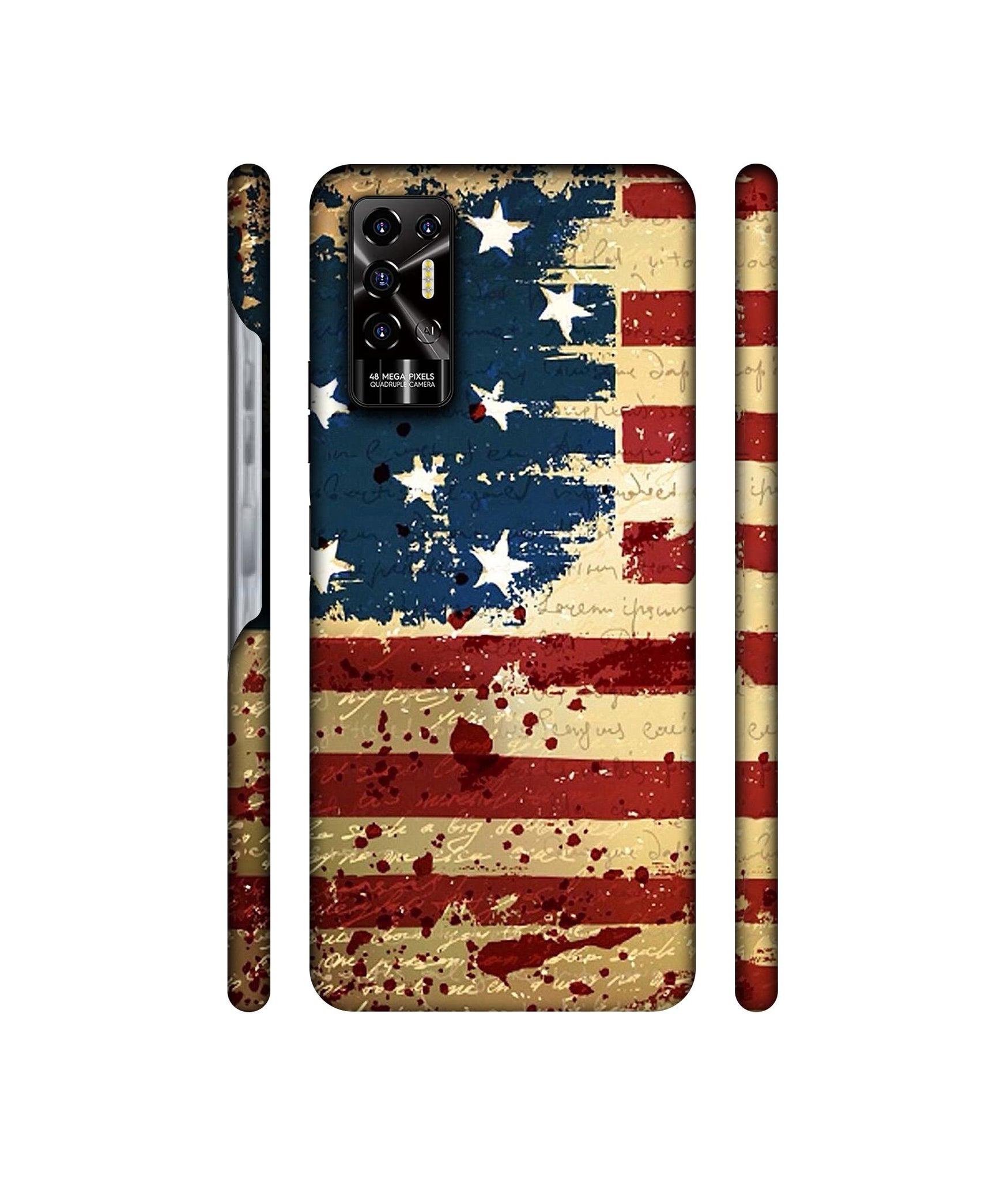 Colorful USA Flag Designer Hard Back Cover for Tecno POVA 2