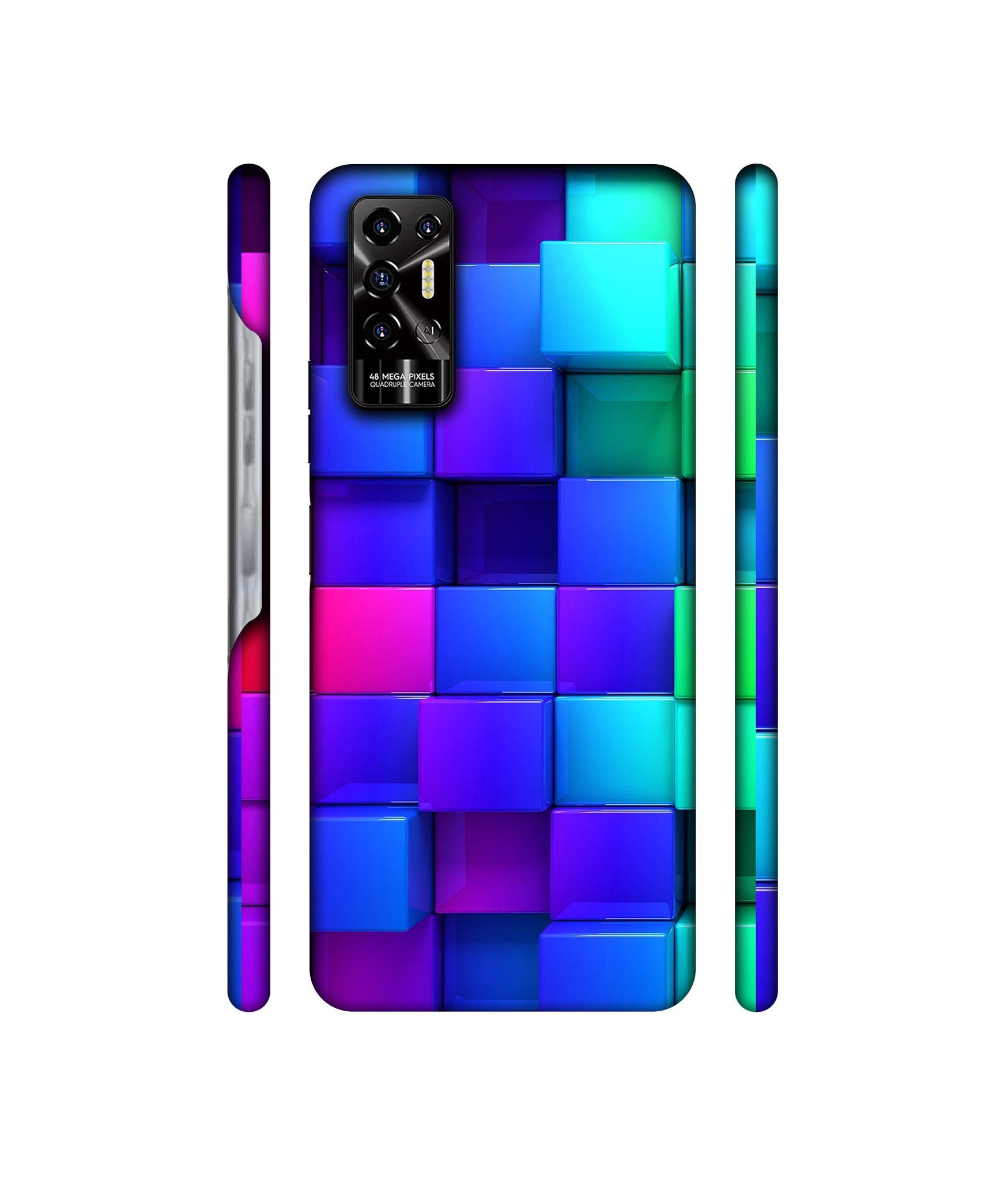 Blocks Rainbow 3D Graphics Designer Hard Back Cover for Tecno POVA 2