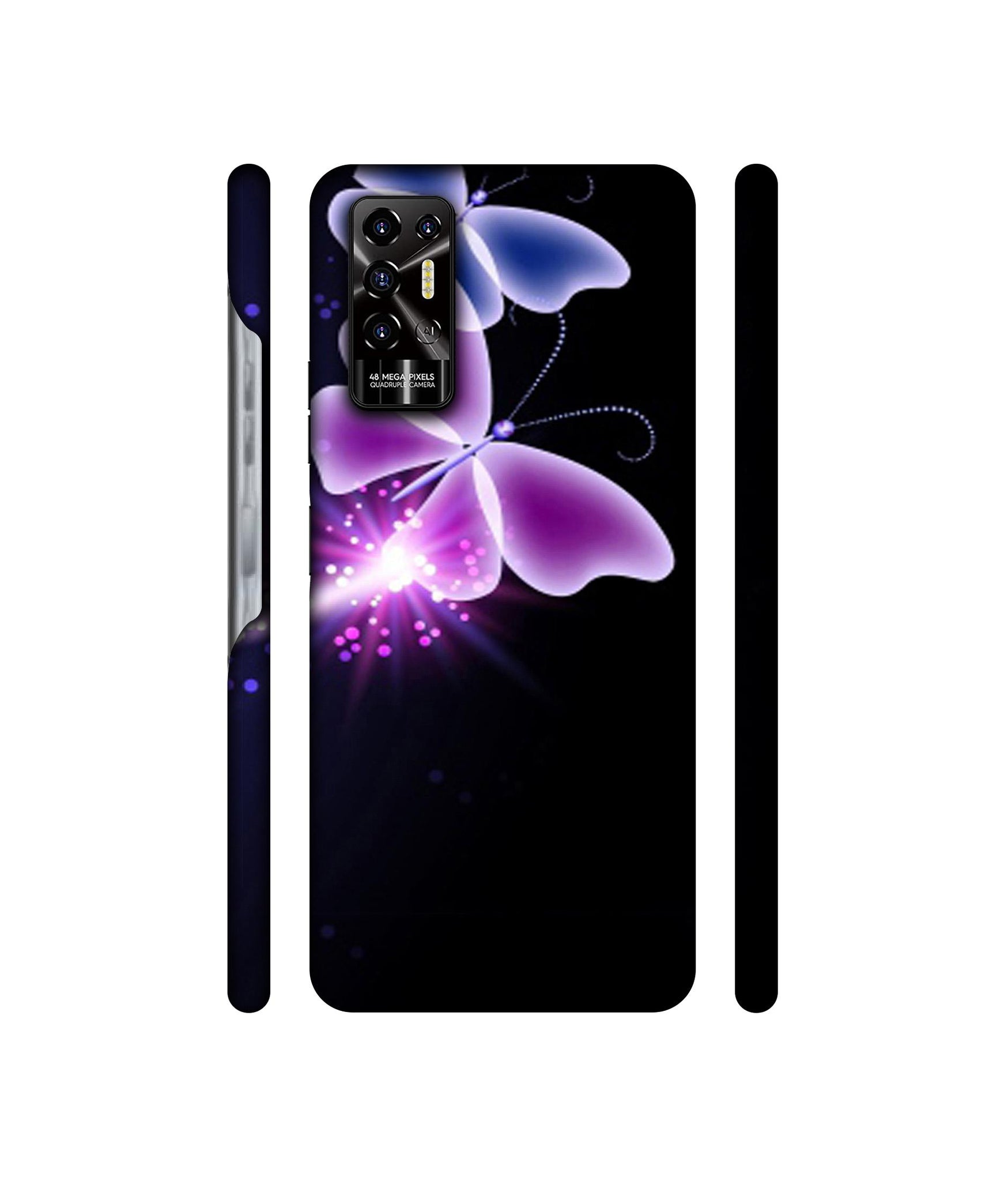 Neon Butterfly Light Abstract Shine Designer Hard Back Cover for Tecno POVA 2