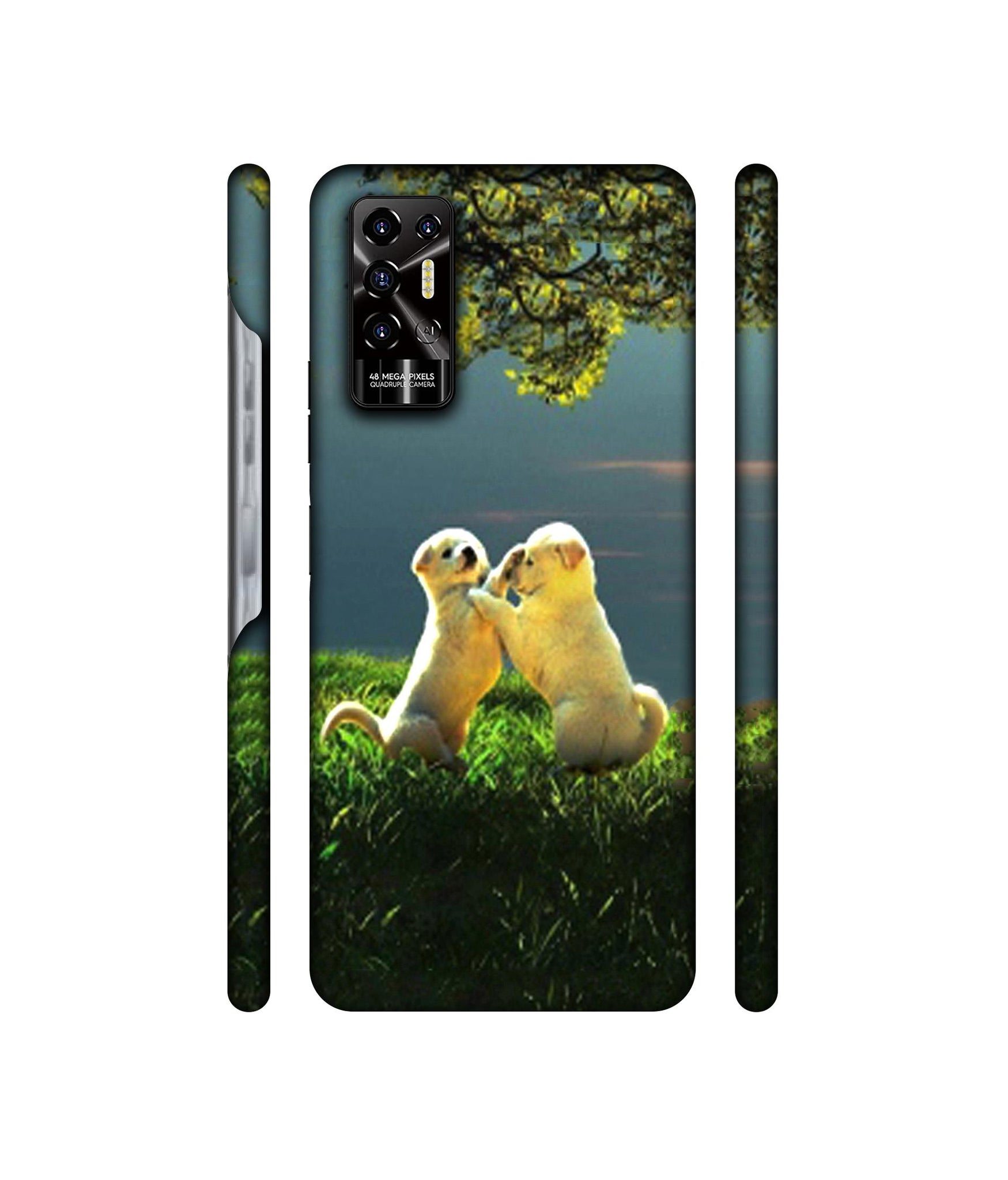 Puppy Couple Play Kids Nature Designer Hard Back Cover for Tecno POVA 2