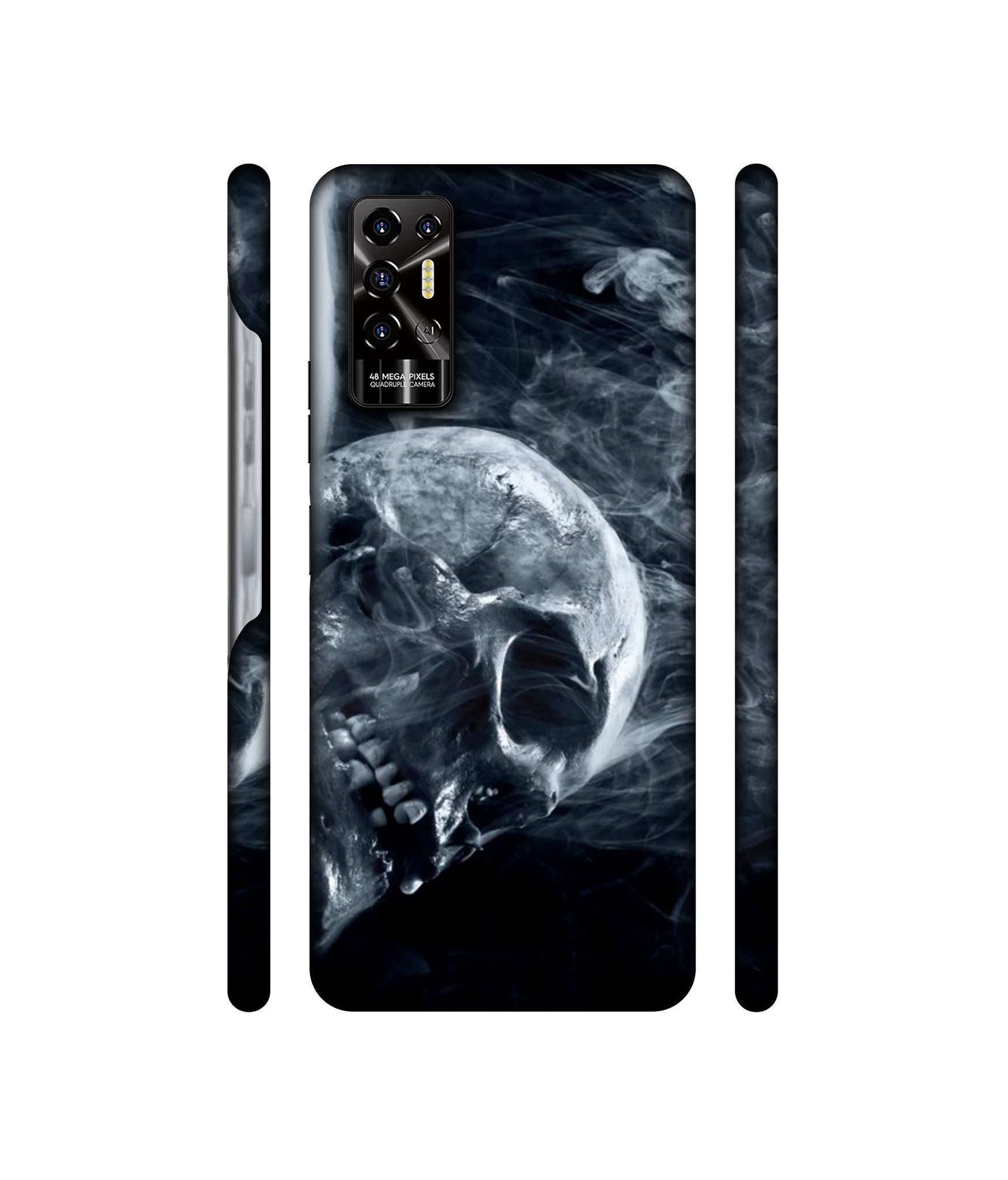 Skull Smoke Blue Scary Death Designer Hard Back Cover for Tecno POVA 2