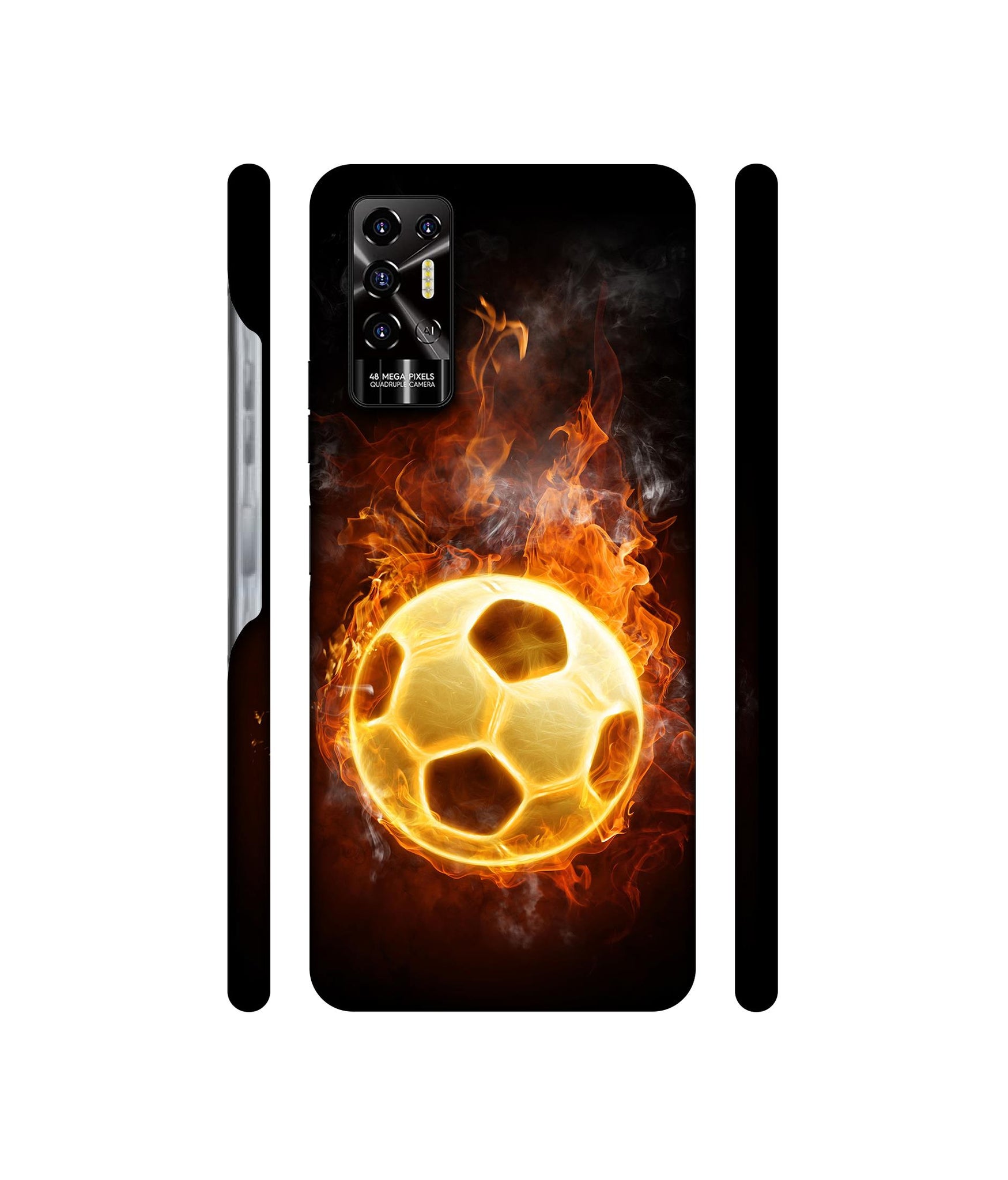 Football & Fire Designer Hard Back Cover for Tecno POVA 2