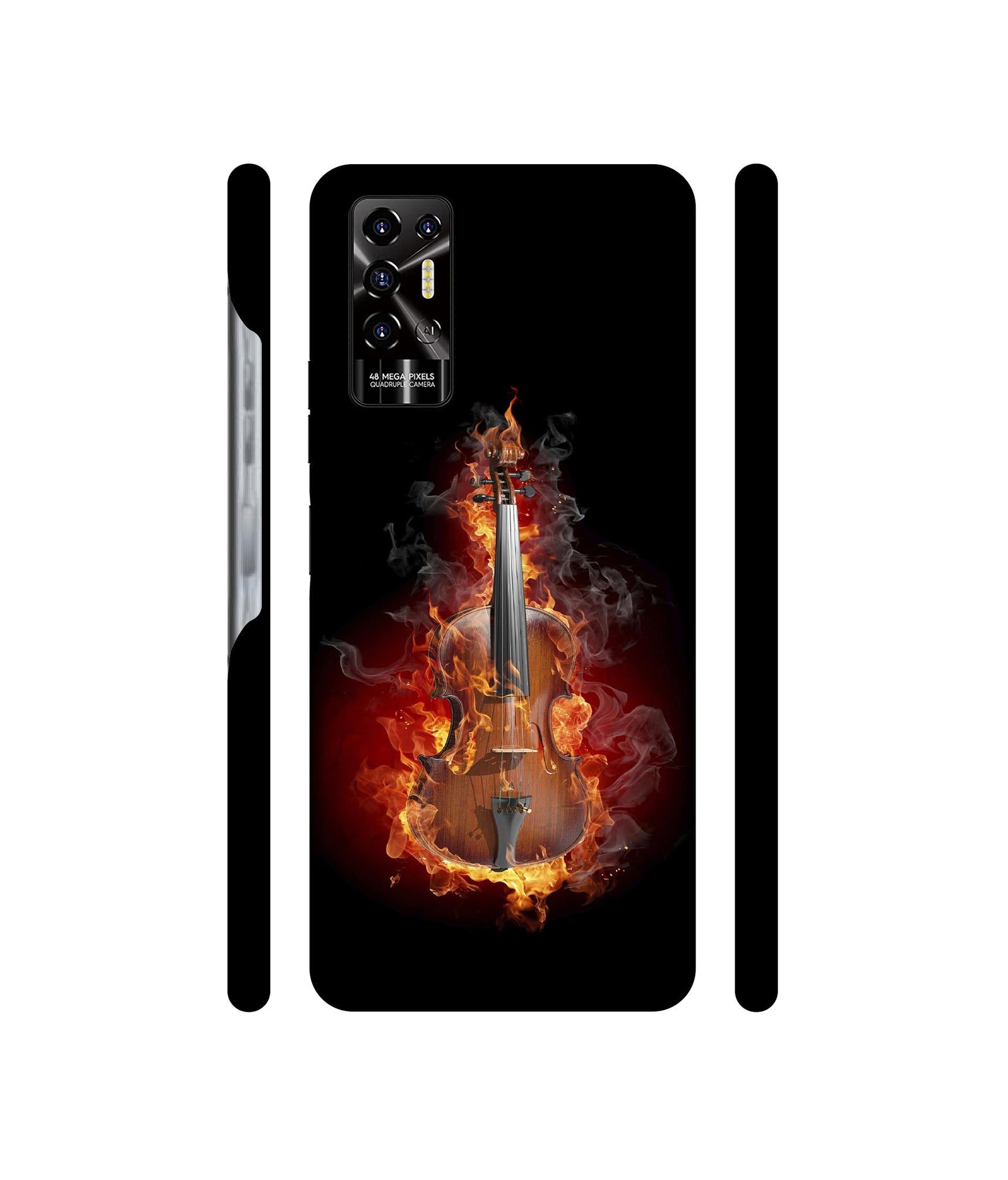 Burning Violin Designer Hard Back Cover for Tecno POVA 2