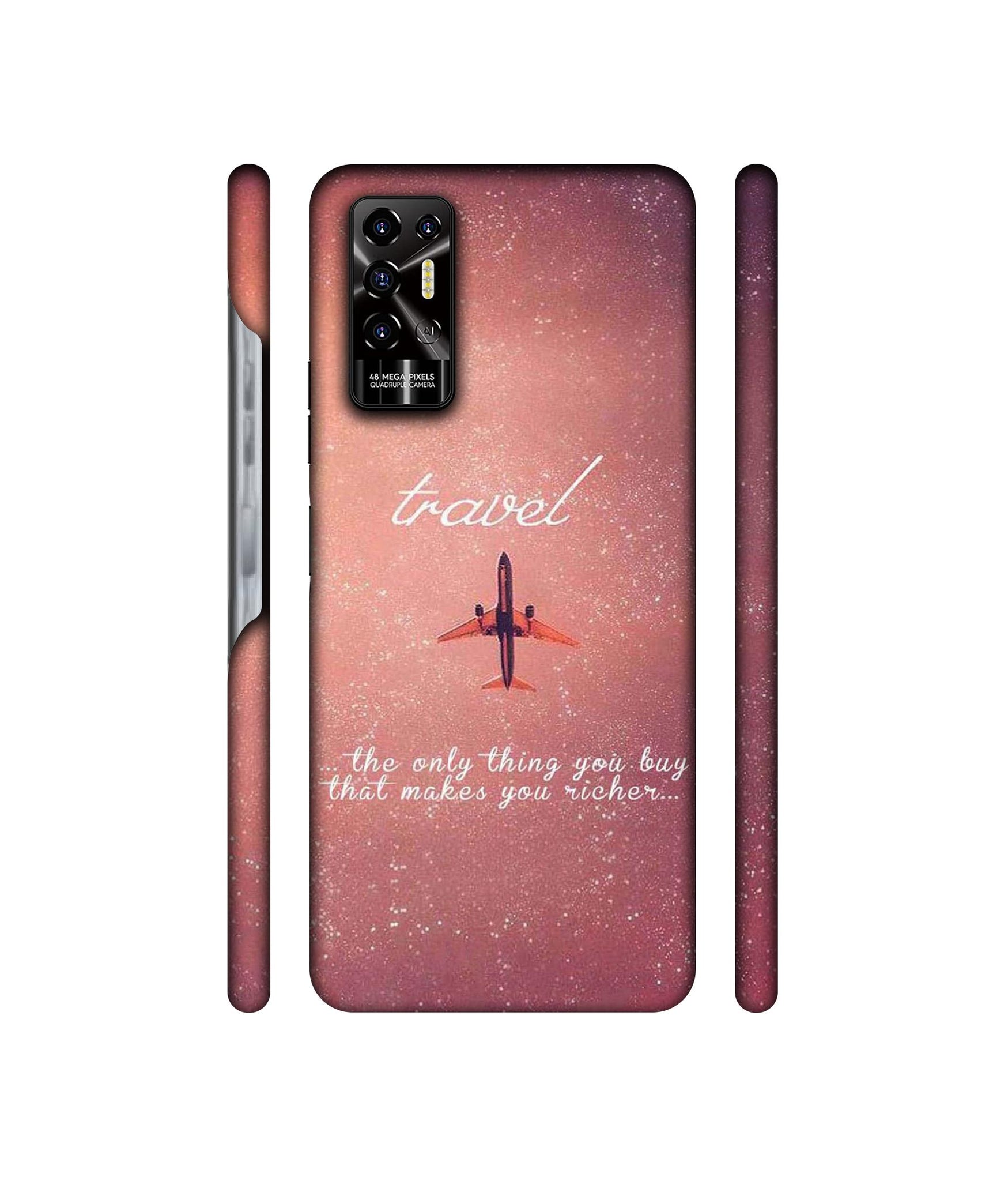 Travel with Plane Designer Hard Back Cover for Tecno POVA 2