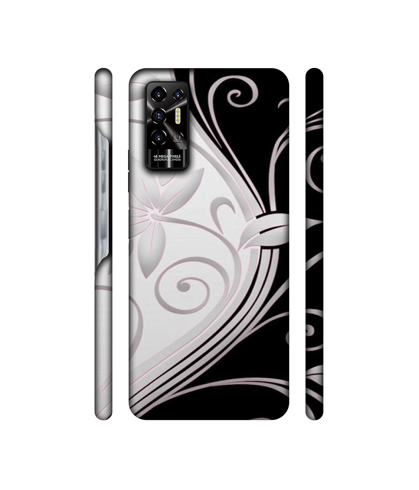 Black And White Flower Designer Hard Back Cover for Tecno POVA 2