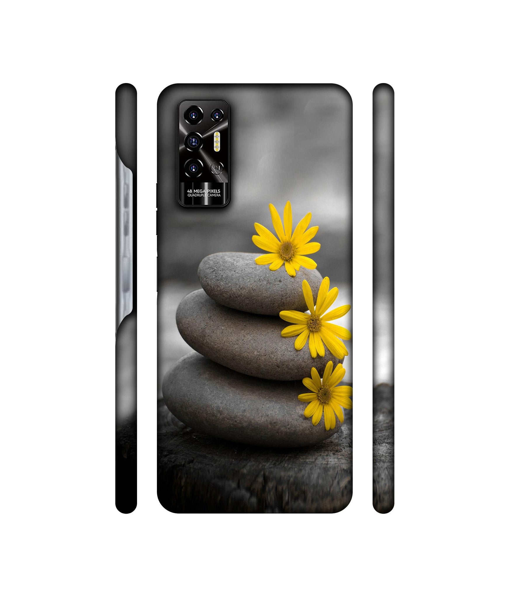Stones And Flower Designer Hard Back Cover for Tecno POVA 2