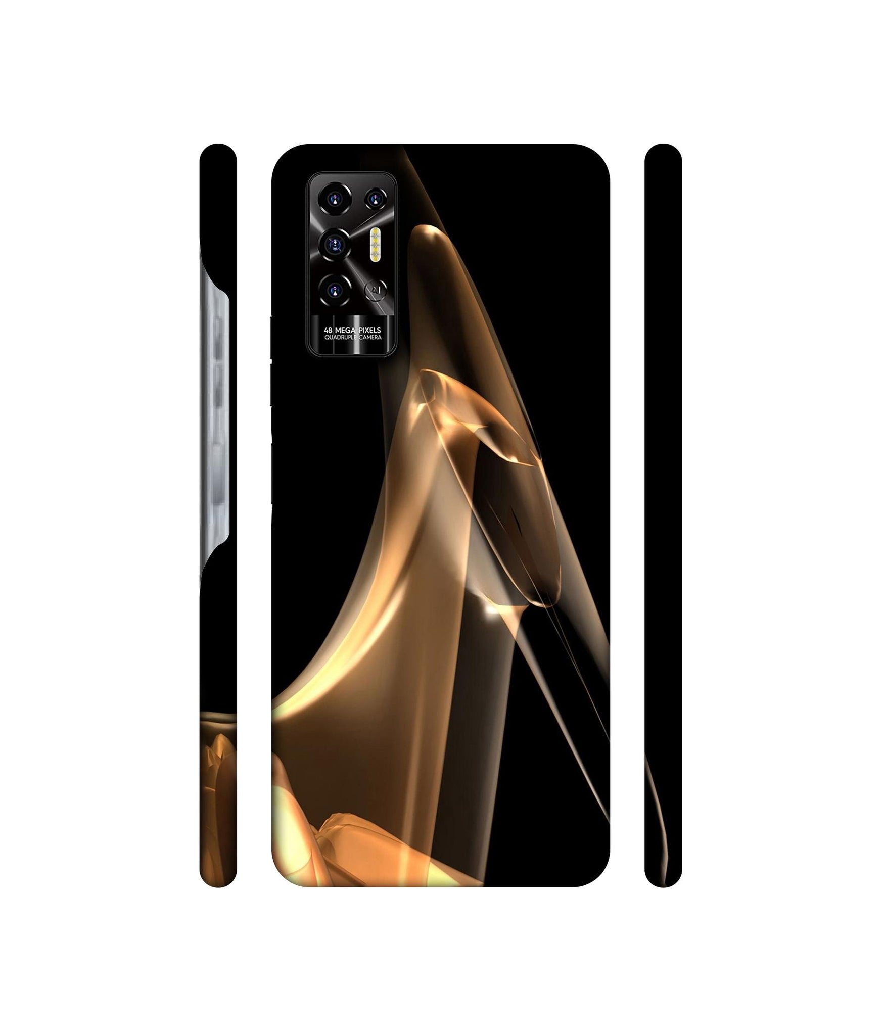 Gold Smoke Designer Hard Back Cover for Tecno POVA 2